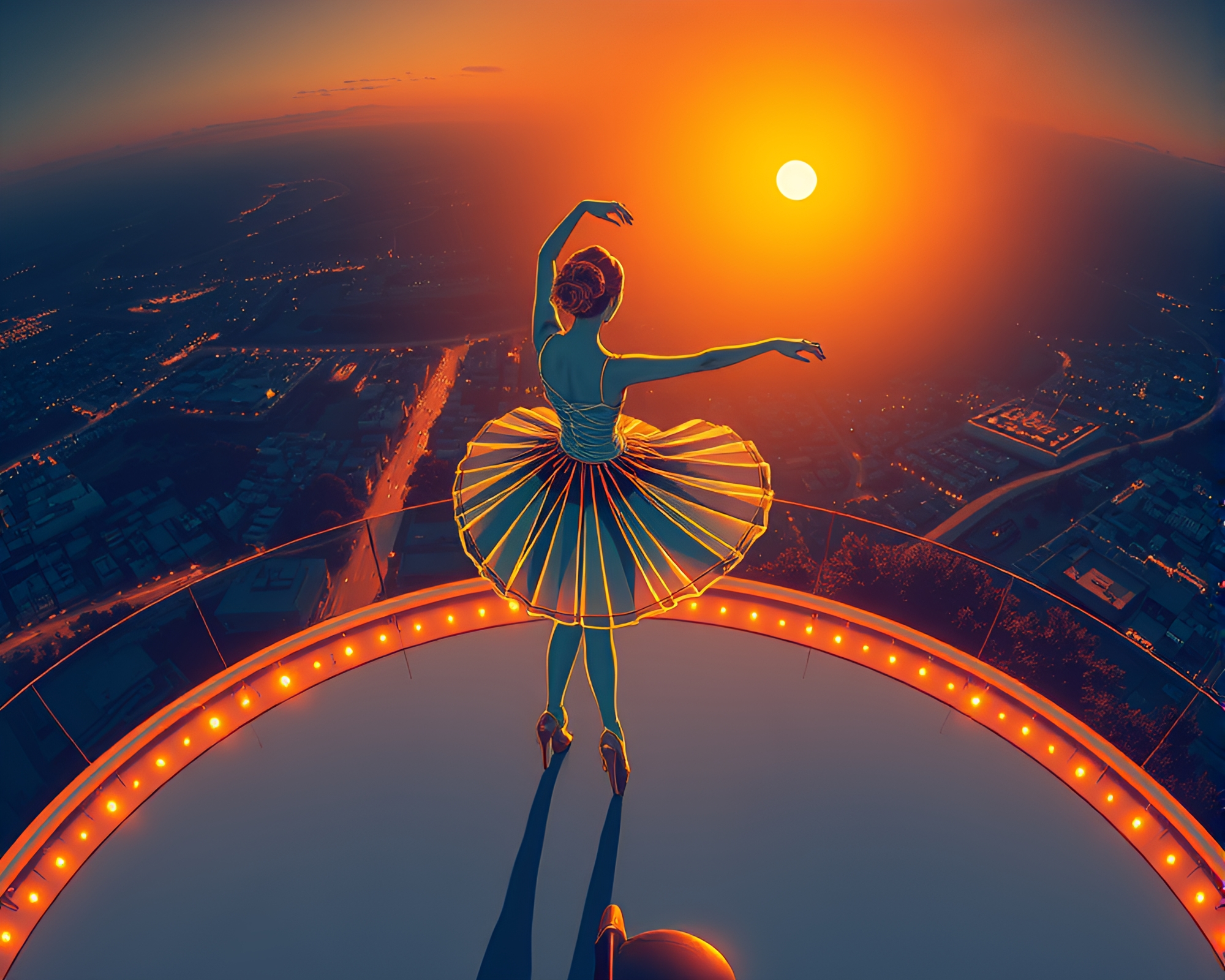 Ballet dancer in golden hour line art – free AI stock image