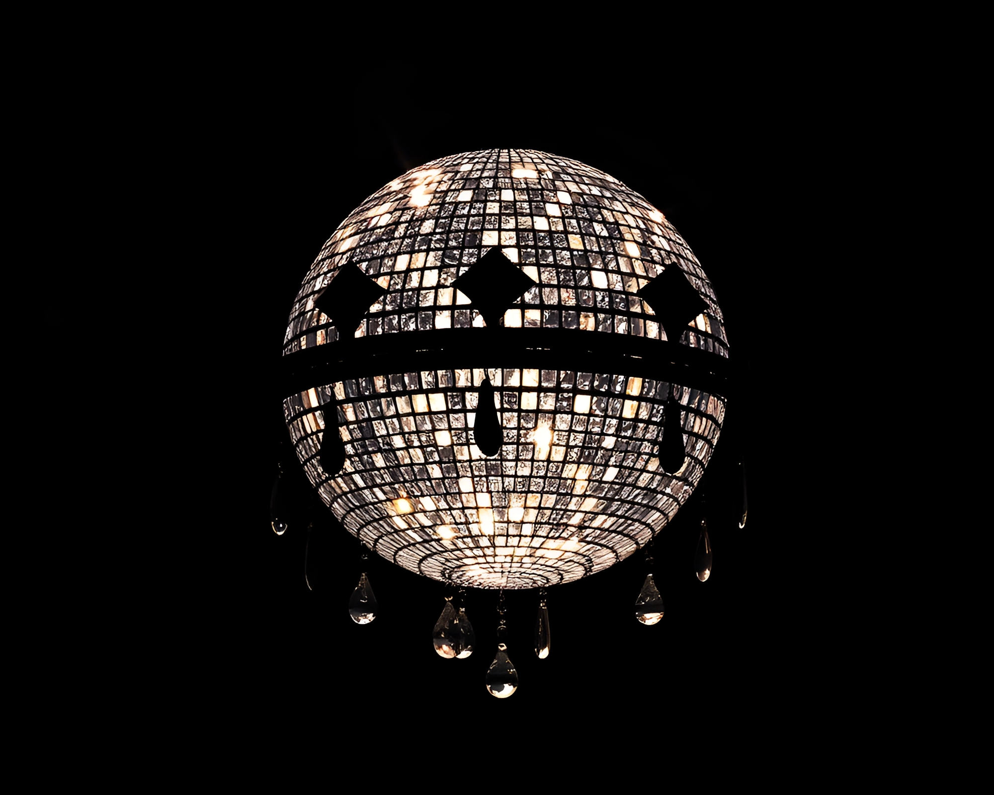 Silhouette Chandelier Disco Ball: 16-bit Style Composition – free AI stock image