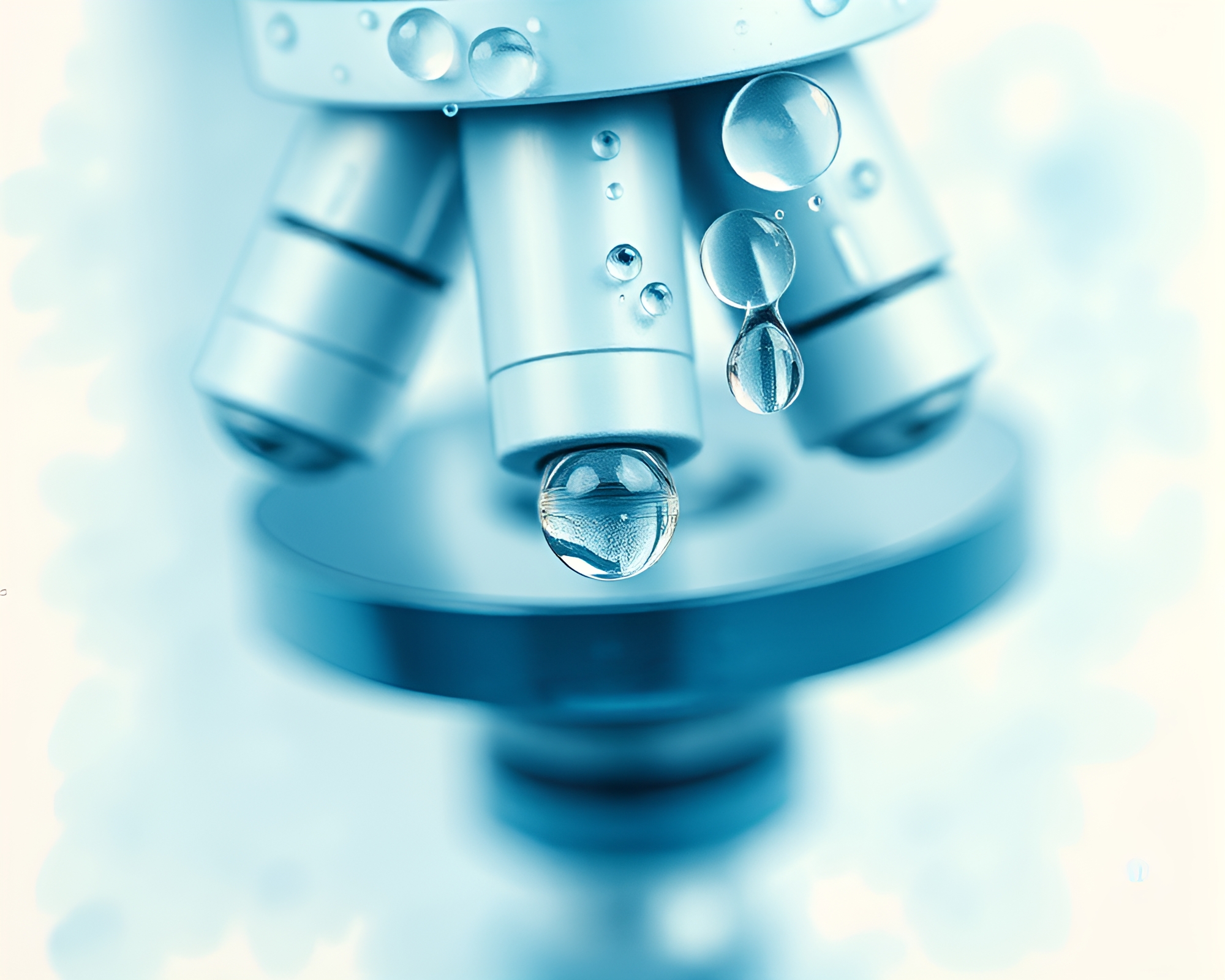 Turquoise Calm: Rain Droplets Microscope Art – free AI stock image