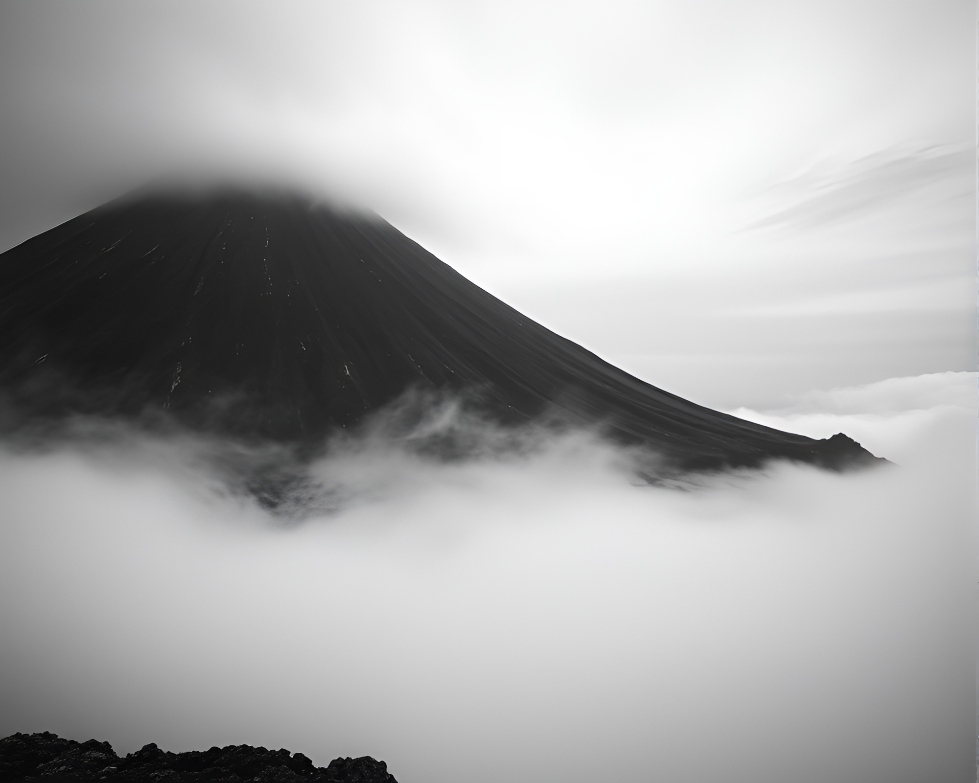 Phantom hologram specks painting desolate volcanic island – free AI stock image