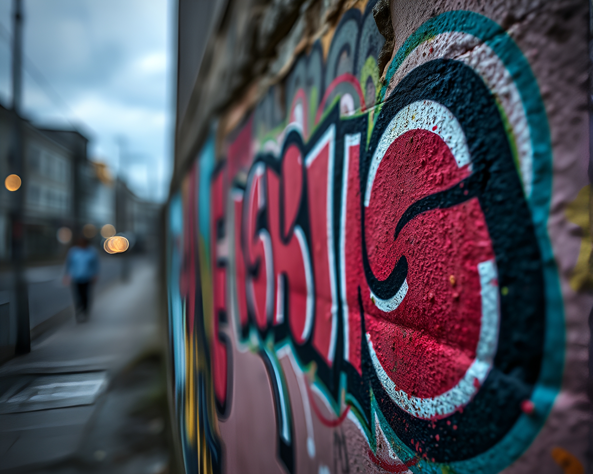 Pastel Graffiti Cliff: HDR Composition with Selective Focus – free AI stock image