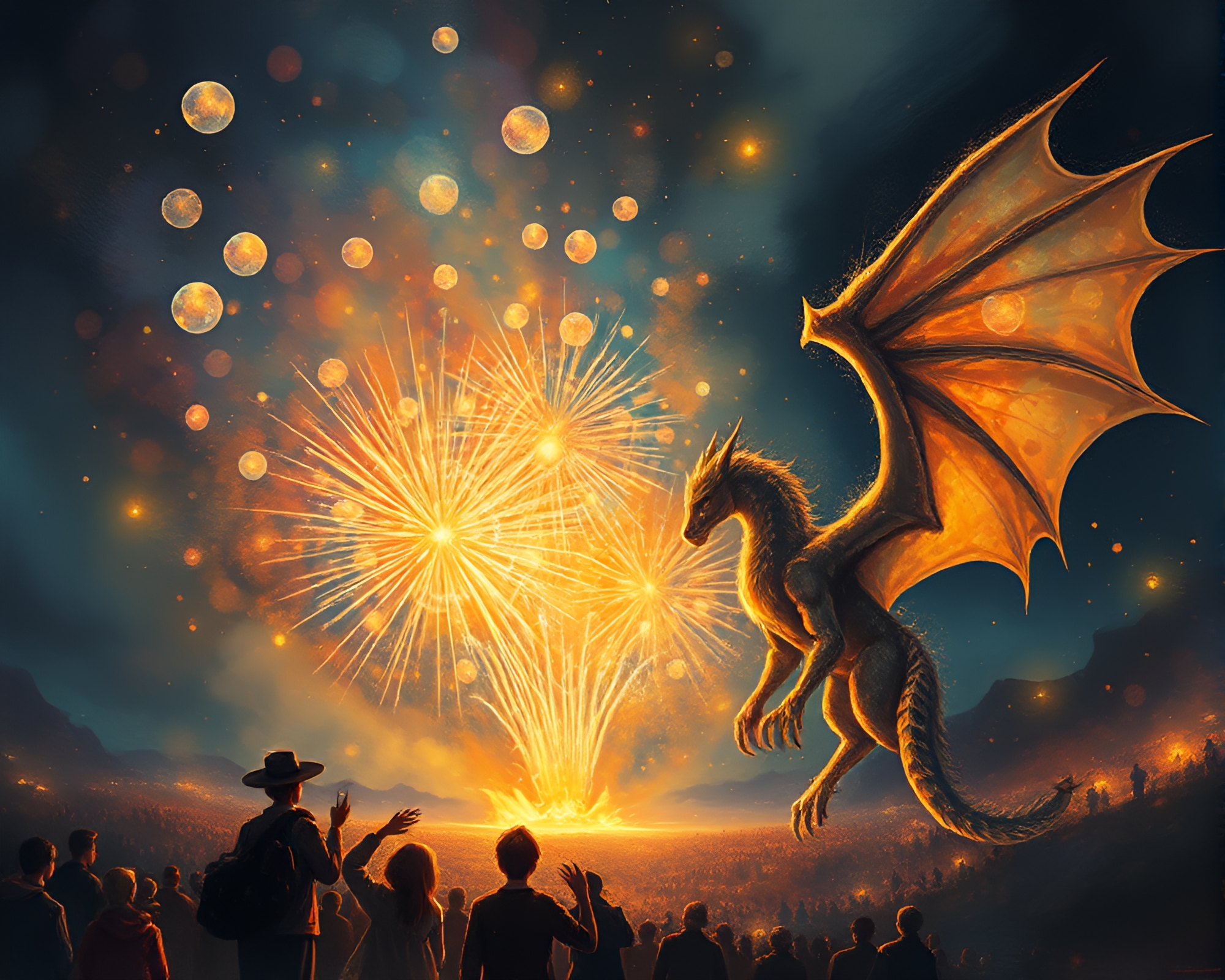 Gryphon in Bubble Cluster Festival Glow – free AI stock image