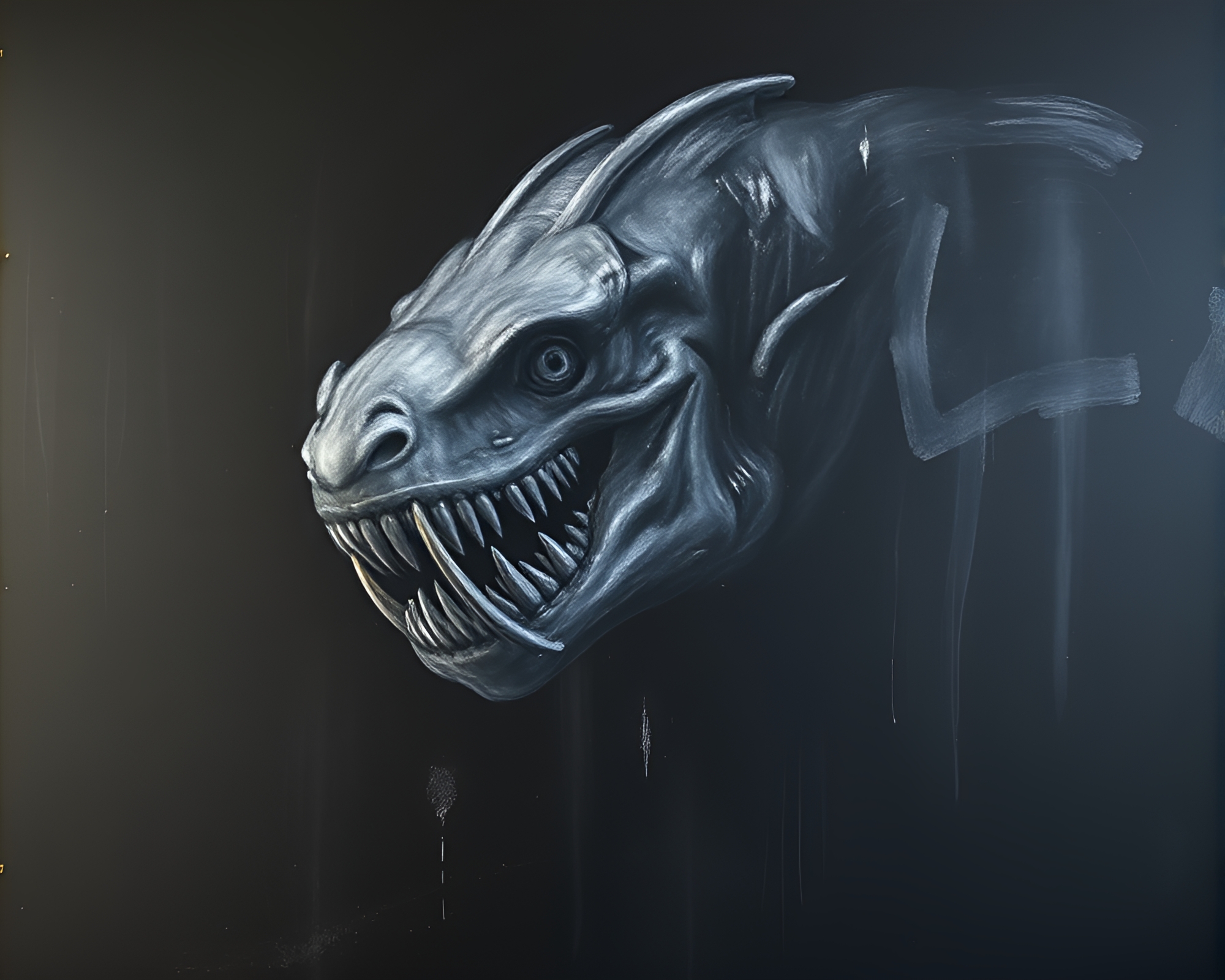 Leviathan Emerging from Chalkboard Shadows – free AI stock image