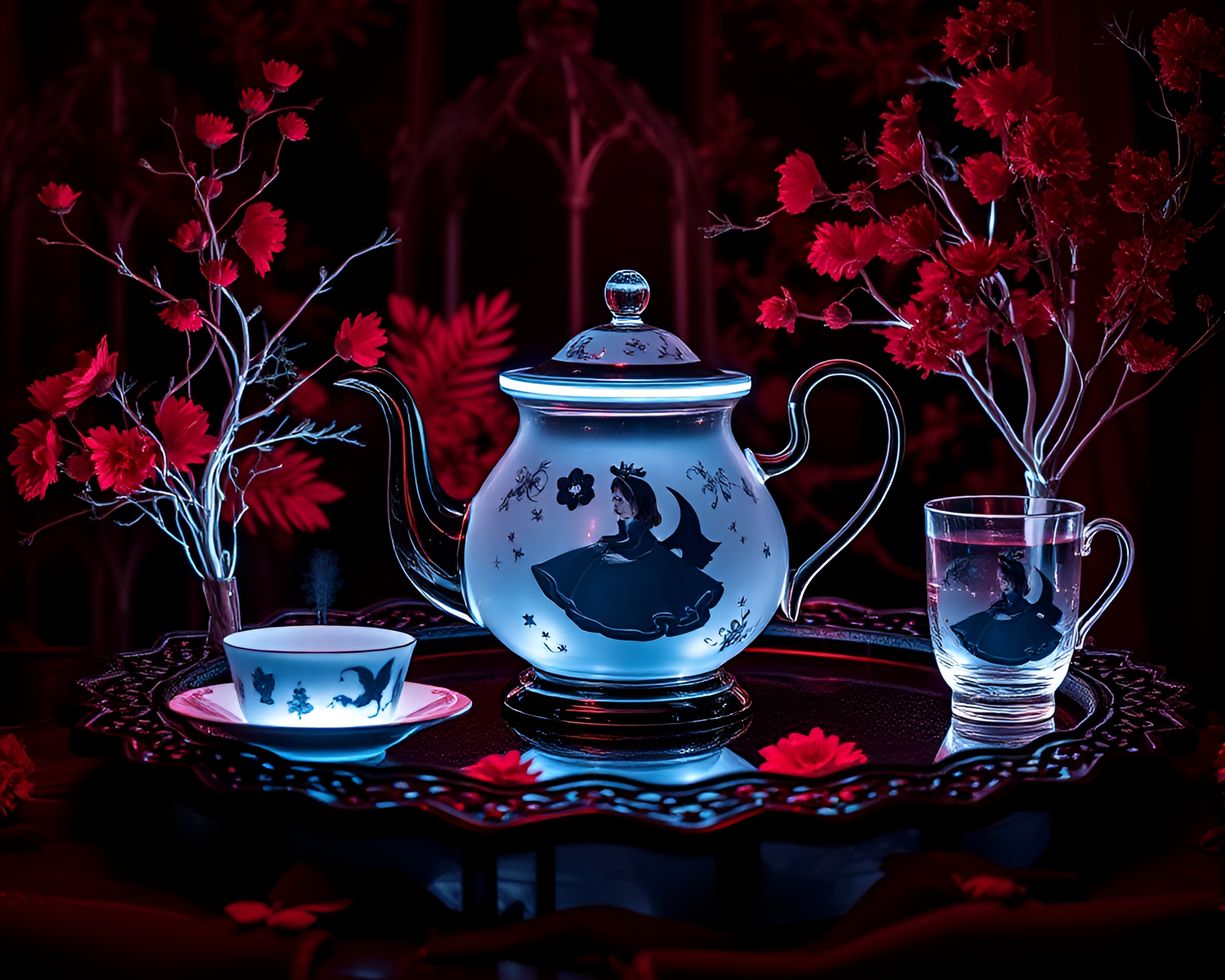 Alice’s Infrared Fiber Optics Tea Party – free AI stock image