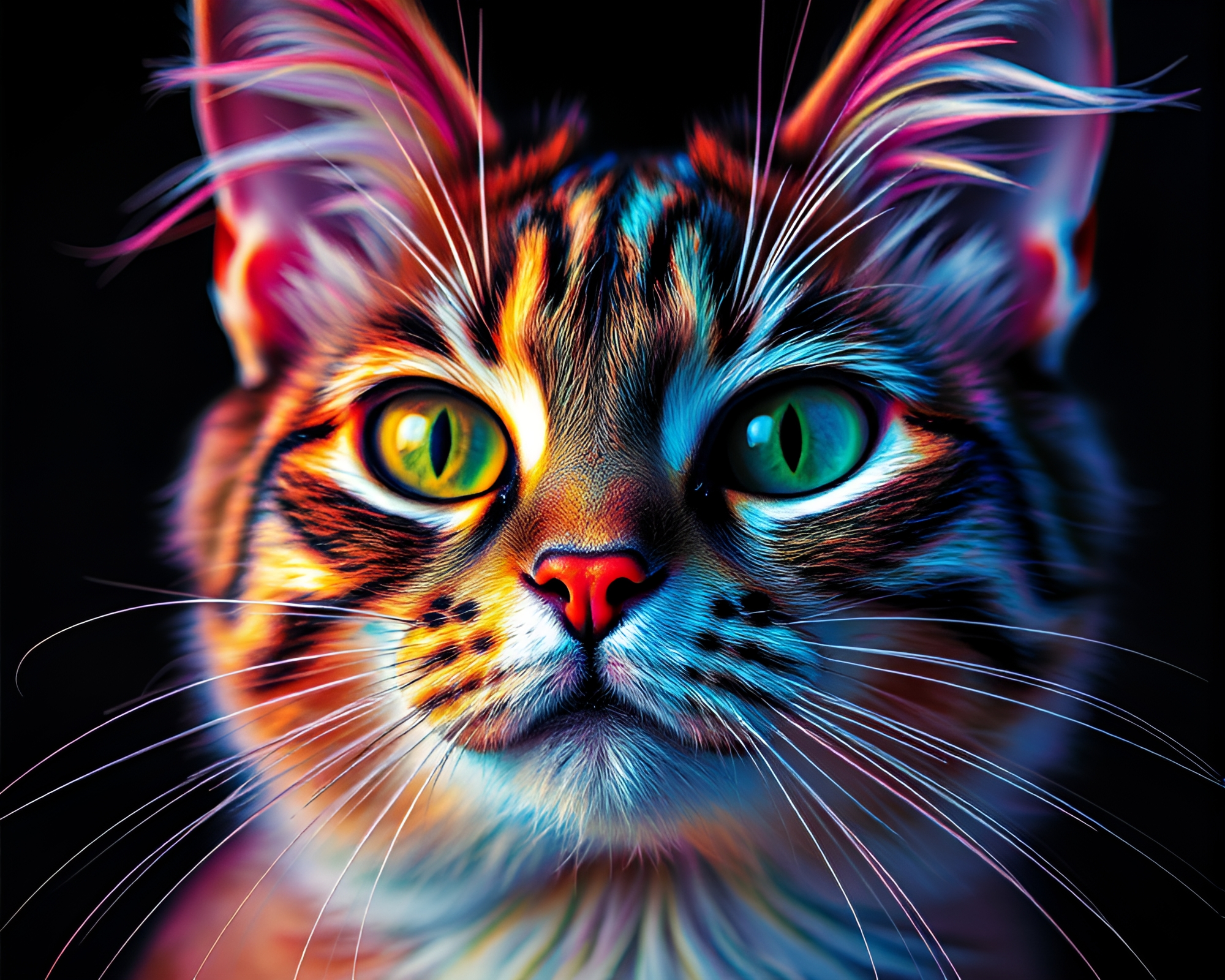 Rainbow Grisaille: Schrodinger’s Cat Close-Up – free AI stock image