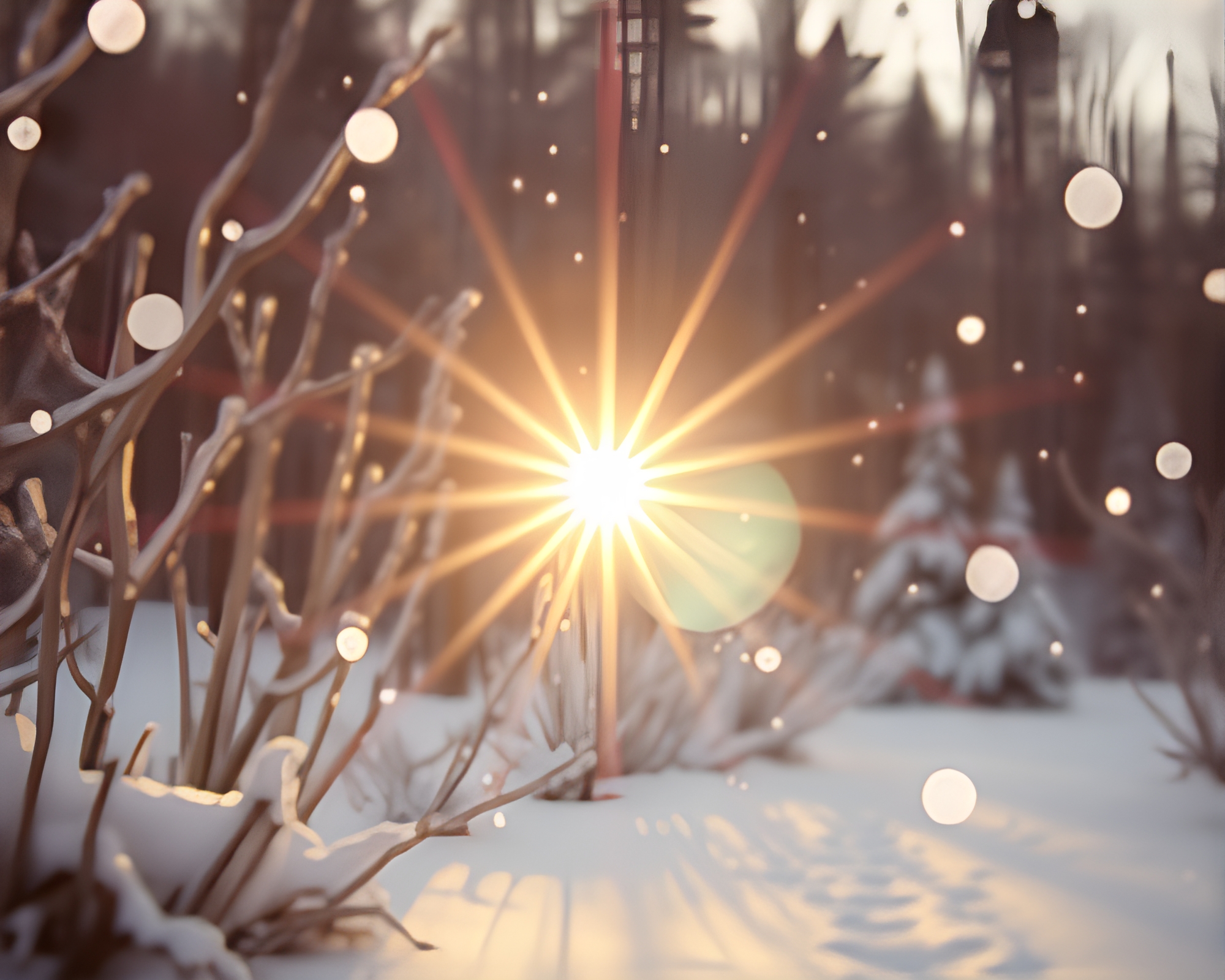 Sunlit Winter Wonderland: Sepia Cel Shading – free AI stock image