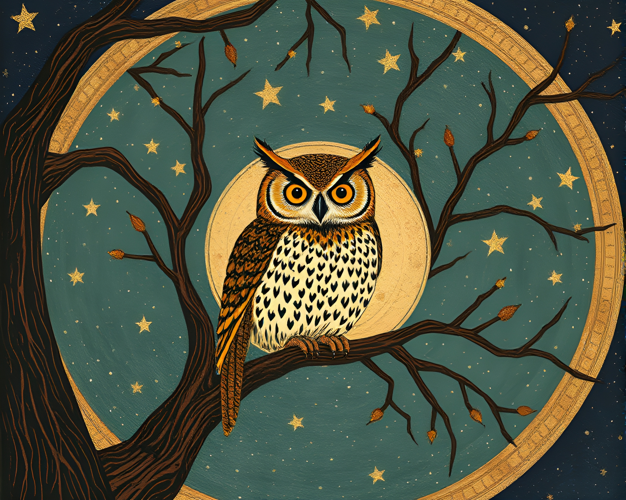 Night Owl in Dadaist Forest – free AI stock image
