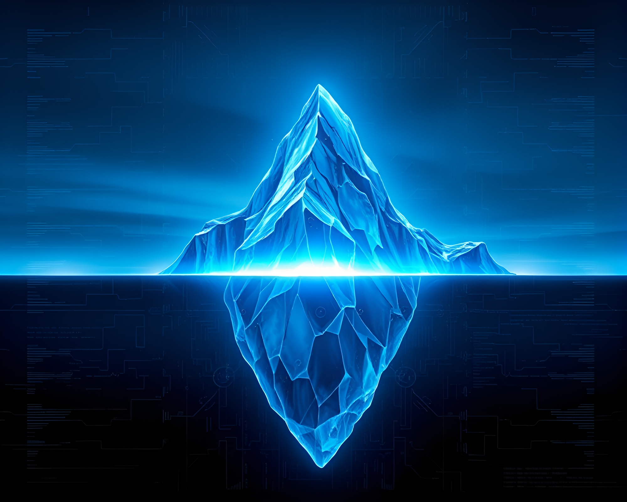 Fractal Arctic Iceberg Illuminated with Futuristic HUD Shading – free AI stock image