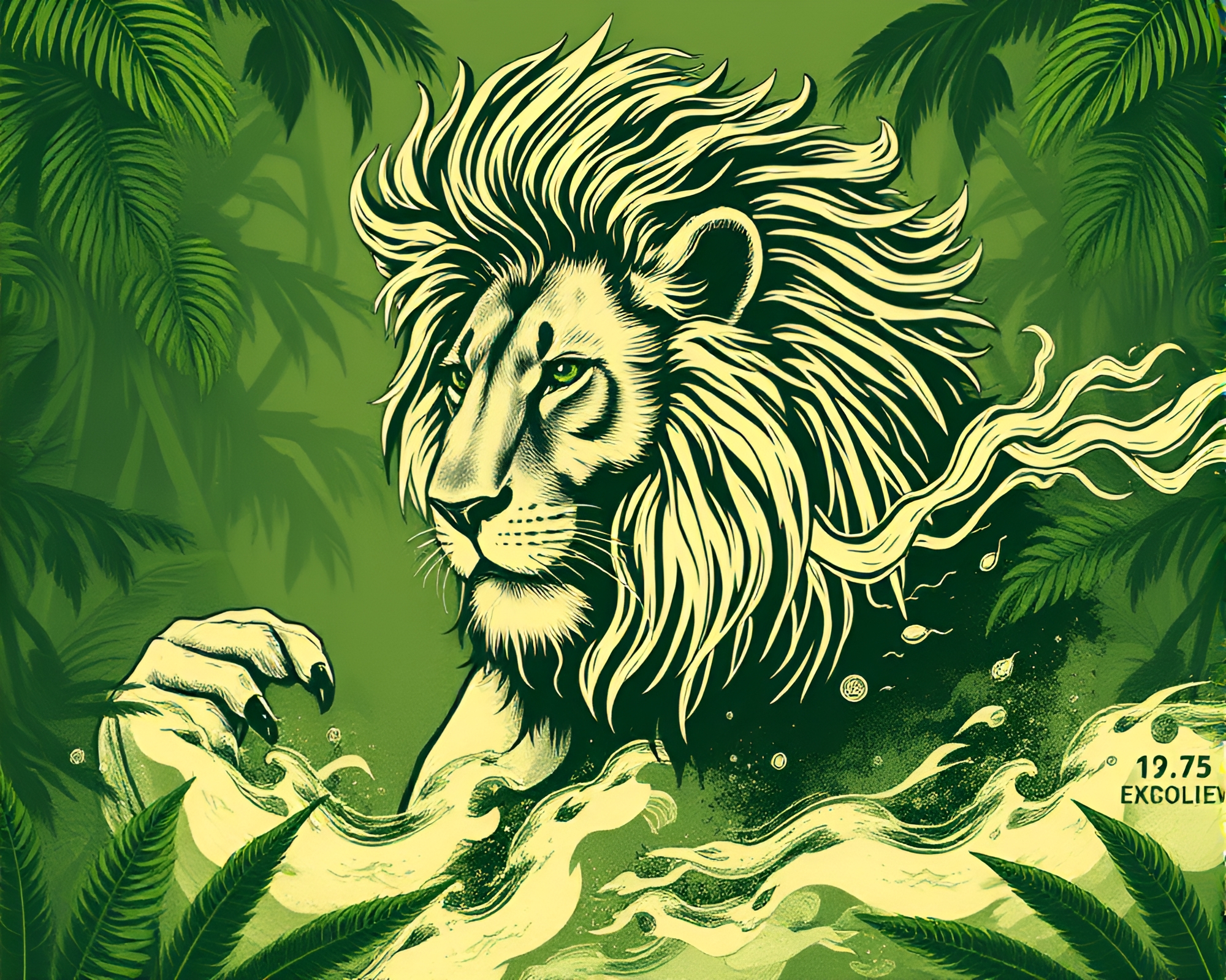 Lion Feather Dusting in Enchanted Rainforest – free AI stock image