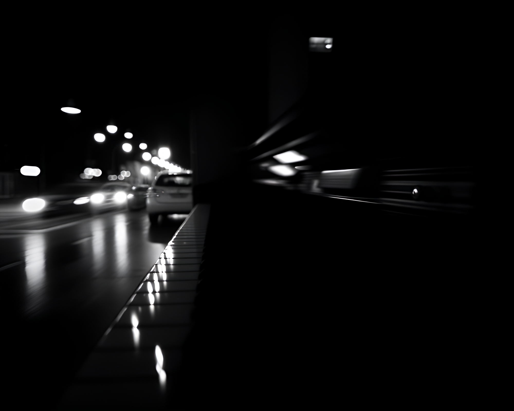 Duelling Pianos in Noir Double Exposure – free AI stock image