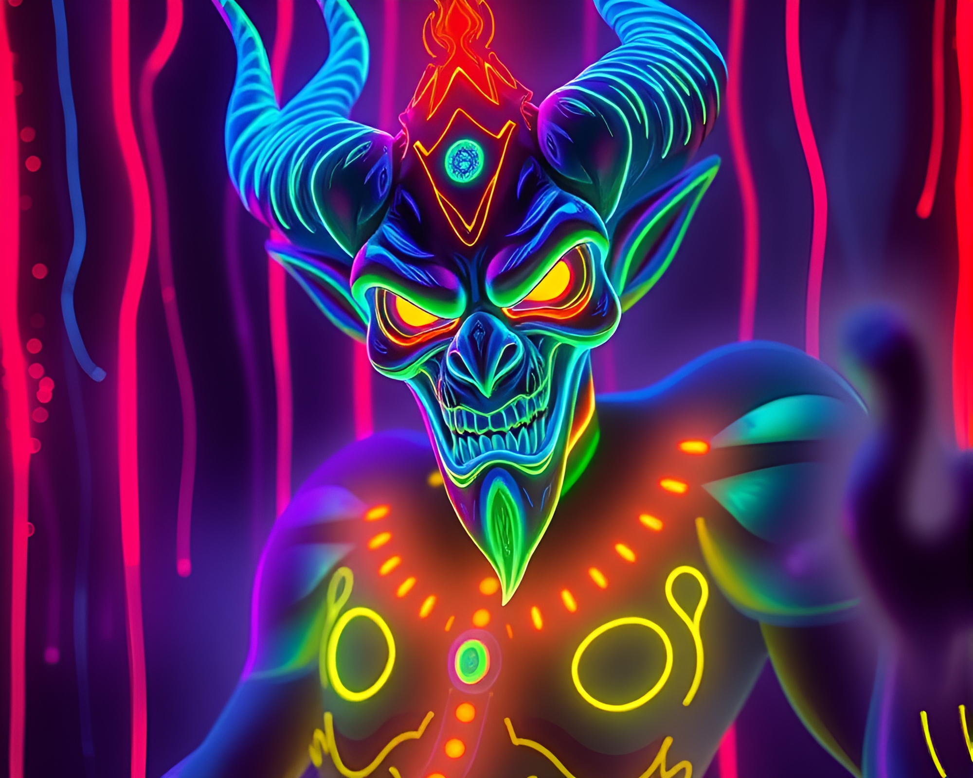 Jinn in Neon Reflections – free AI stock image