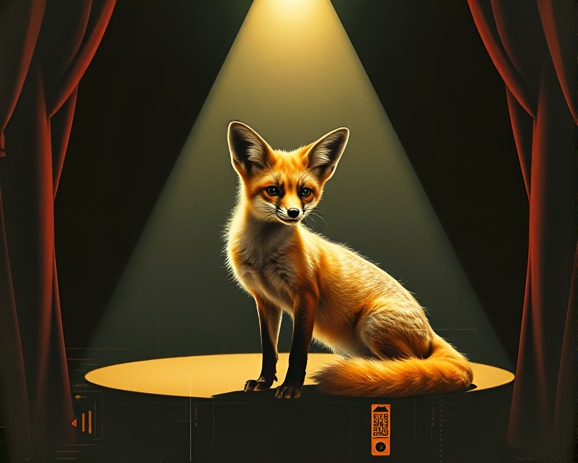 Dadaist Fennec Fox Spotlight Collage – free AI stock image