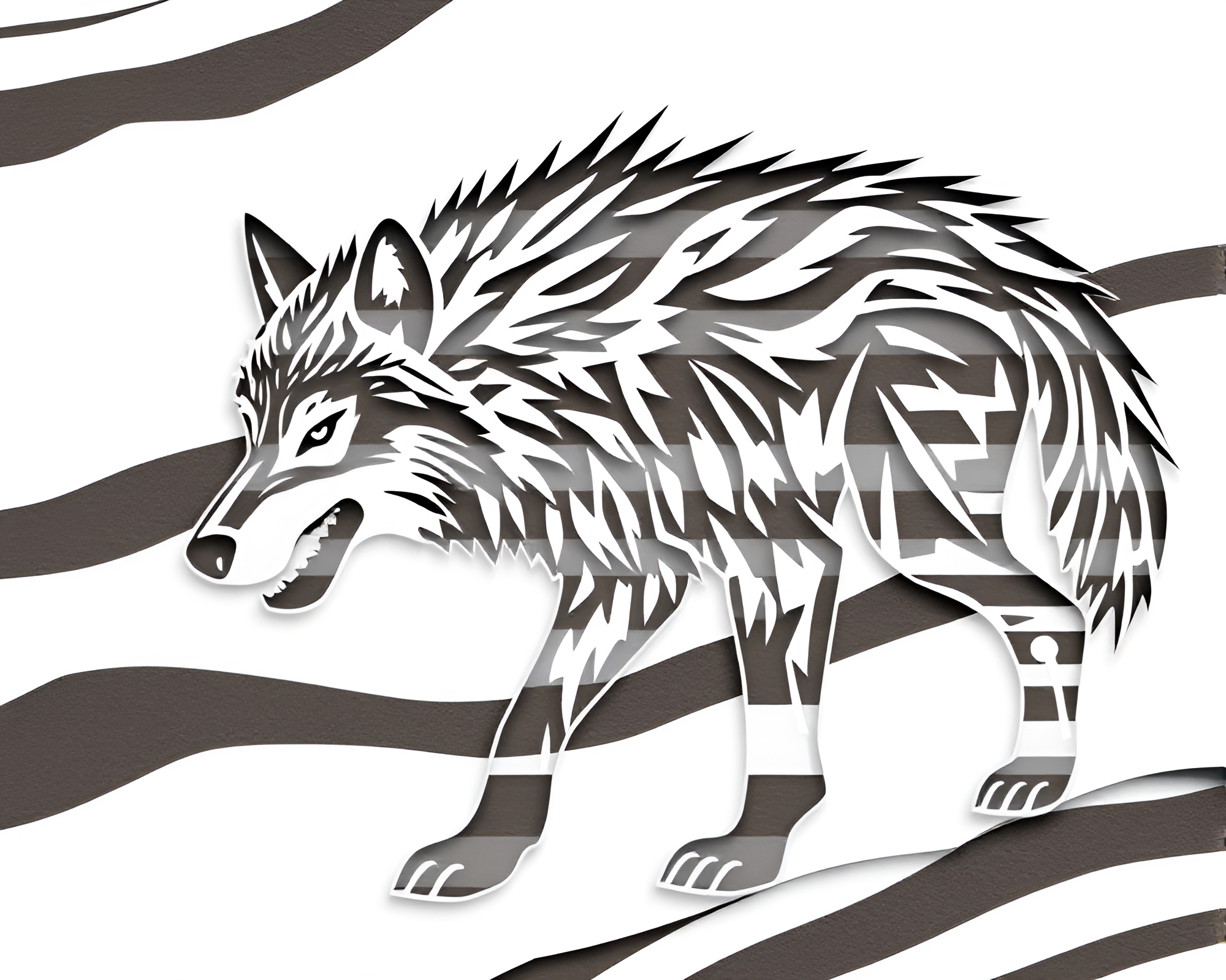 Striped Werewolf in Arctic Whiteout – free AI stock image