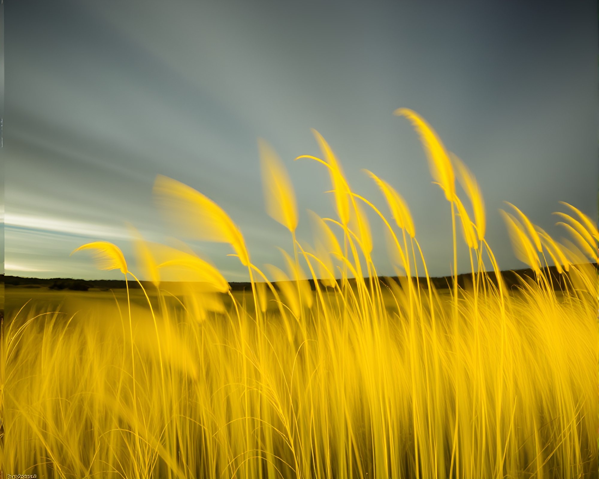 Savannah Grass Double Exposure Mustard Yellow Pop Art – free AI stock image