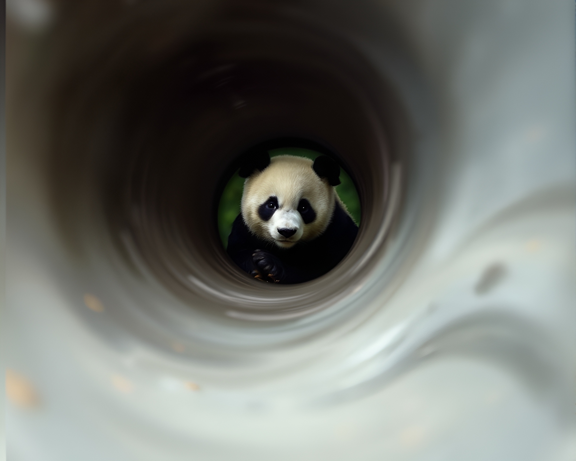 Panda Twist in Enchanting Vortex of Light – free AI stock image