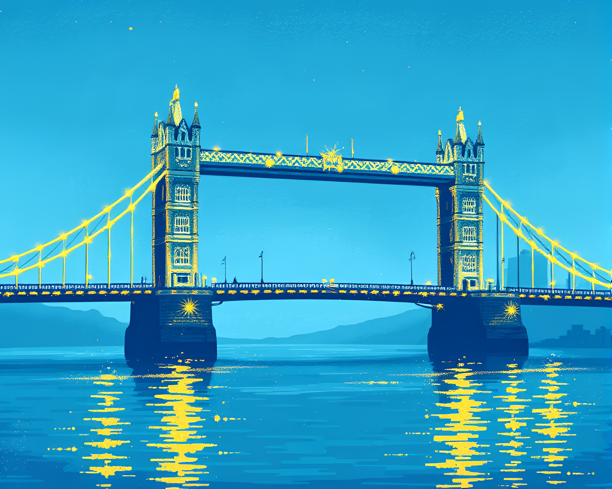 Golden-Lit Arctic Bridge Crossing in Retro Pixel Art – free AI stock image