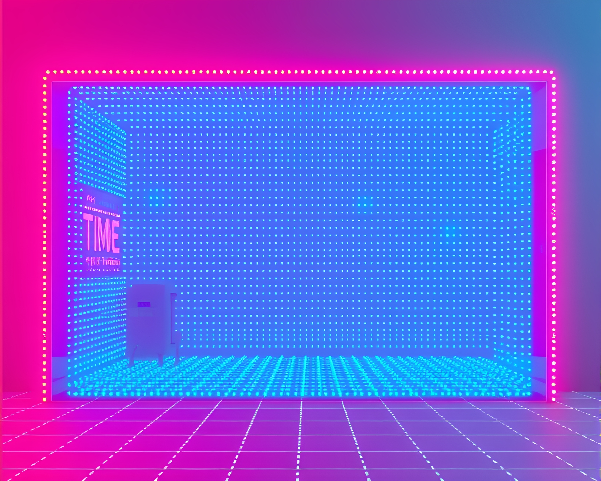 Retro Time Traveler LED Pixel Grid Art – free AI stock image