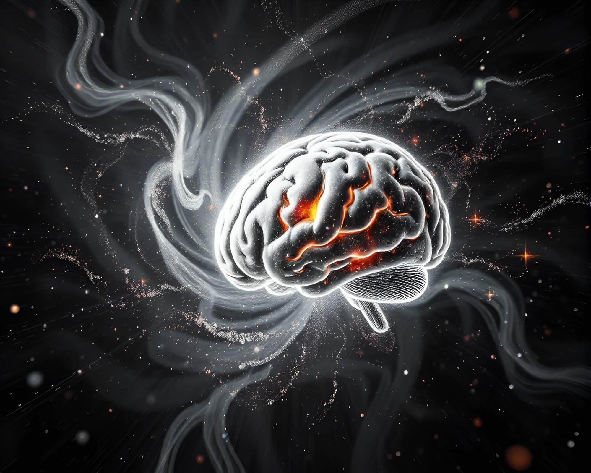 AI Brain Vortex in Stardust Duotone – free AI stock image