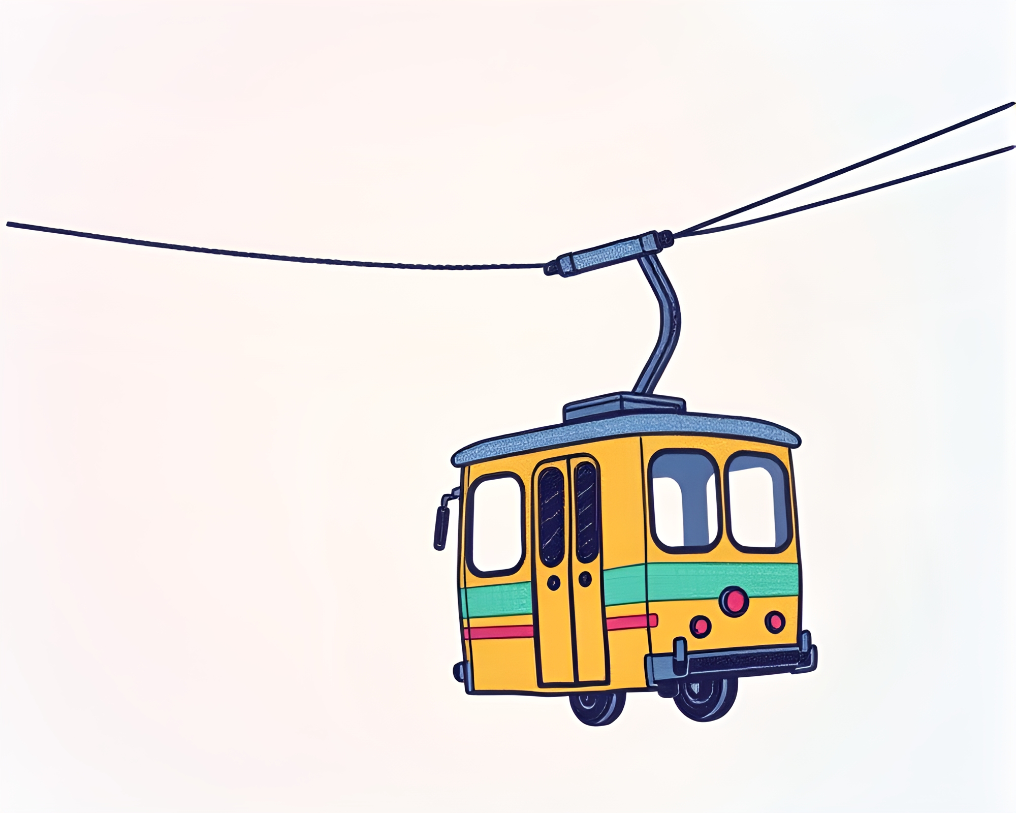 Pastel Gradient Cable Car Vector Art Composition – free AI stock image