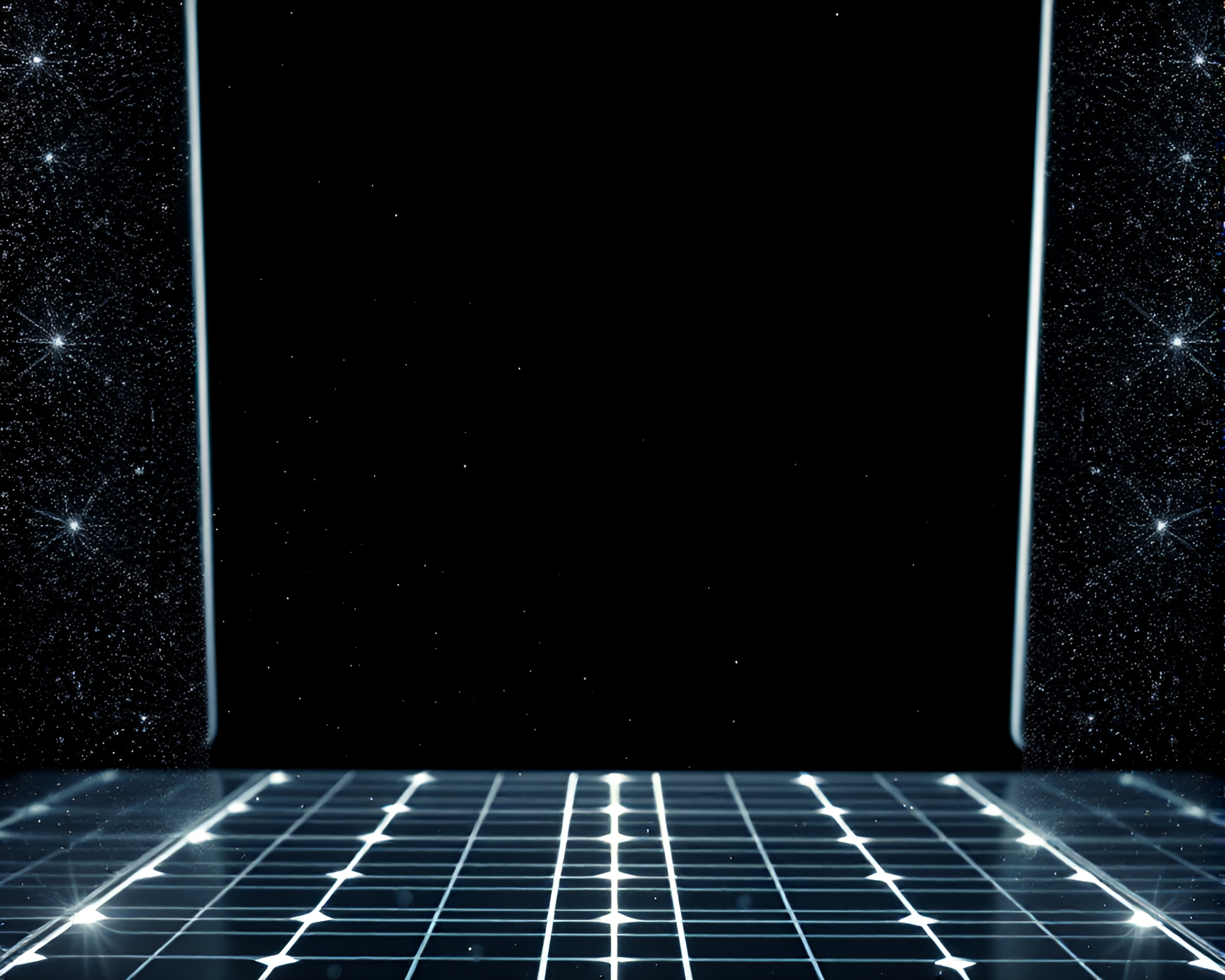 Solar Panel Array in Dusty Light Frame – free AI stock image