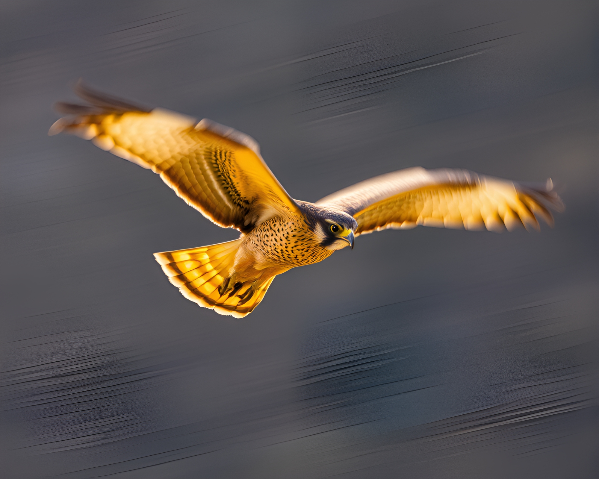 Falcon in Mustard Yellow Motion Blur Streaks – free AI stock image