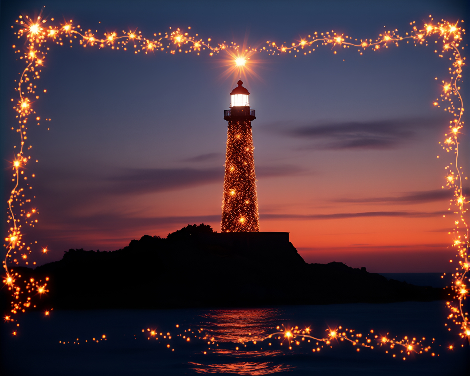 Lighthouse Glow: Data Visualization Framing Fantasy Scene – free AI stock image