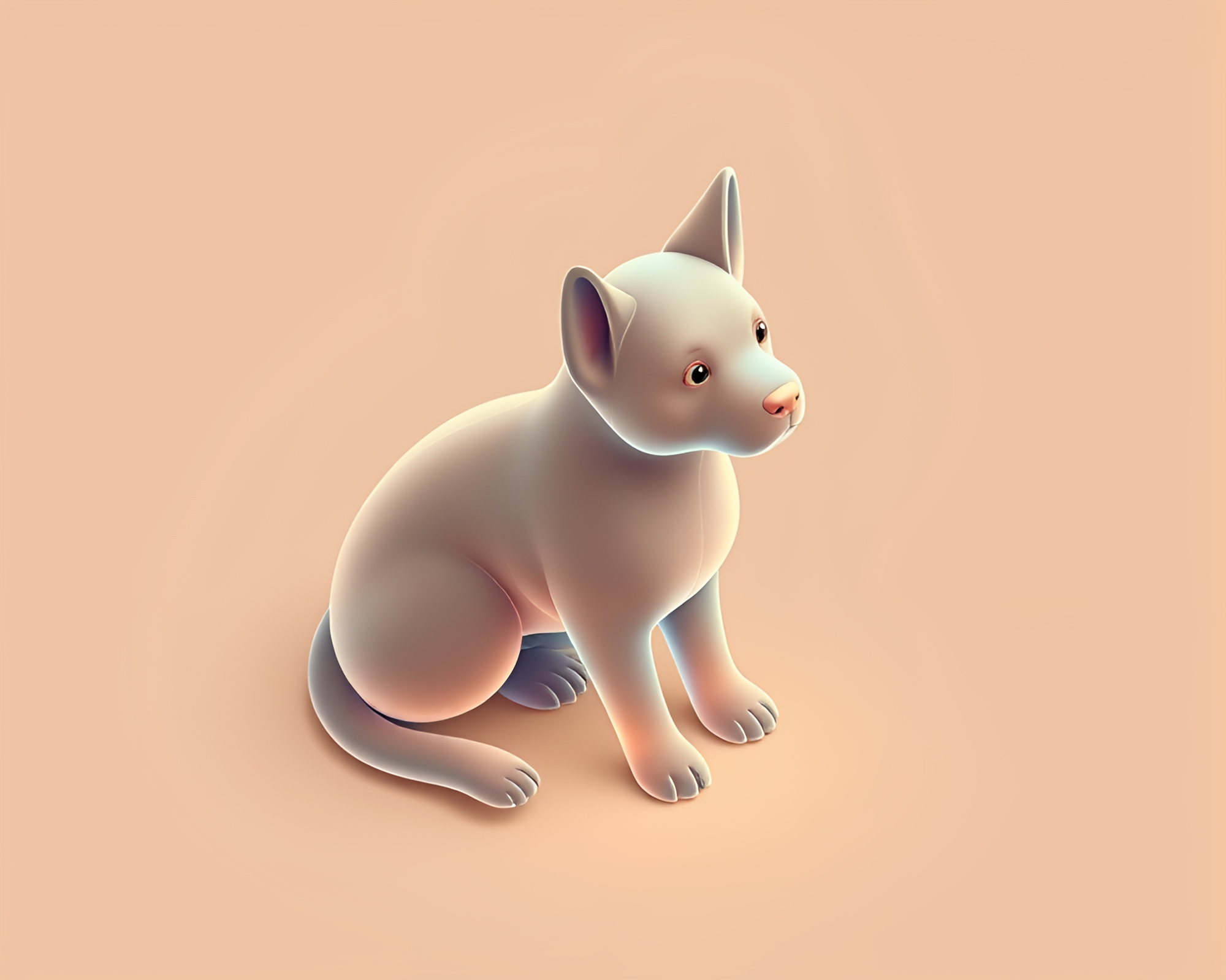Holographic Cat in Isometric Sepia Tone Landscape – free AI stock image
