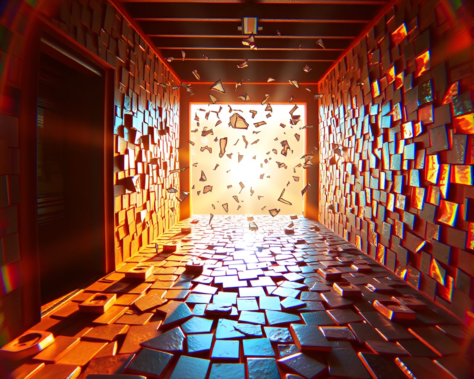 A surreal 3D image of broken mosaic Ley lines