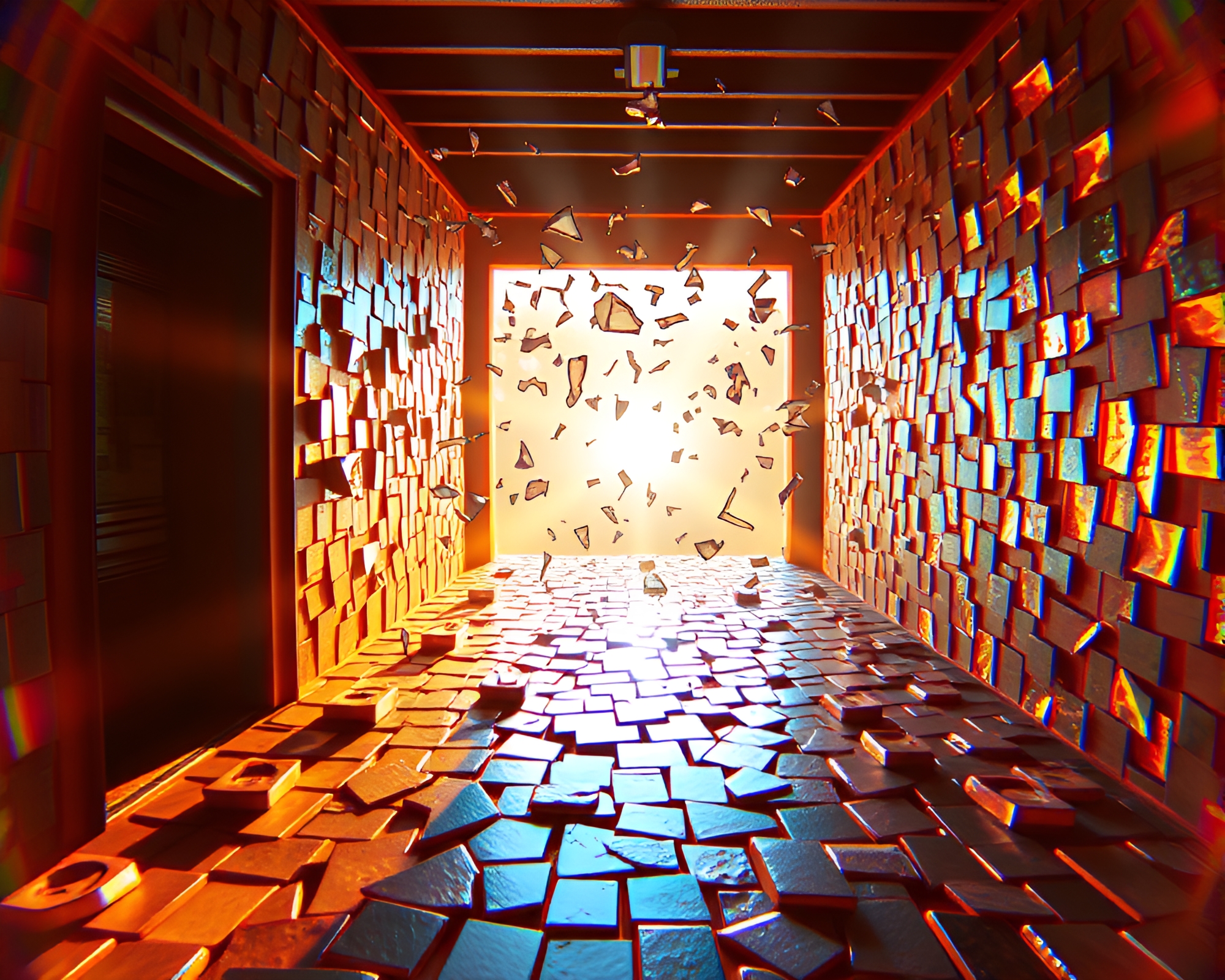 Stereoscopic Ley Line Porchlight Mosaic Fragments – free AI stock image