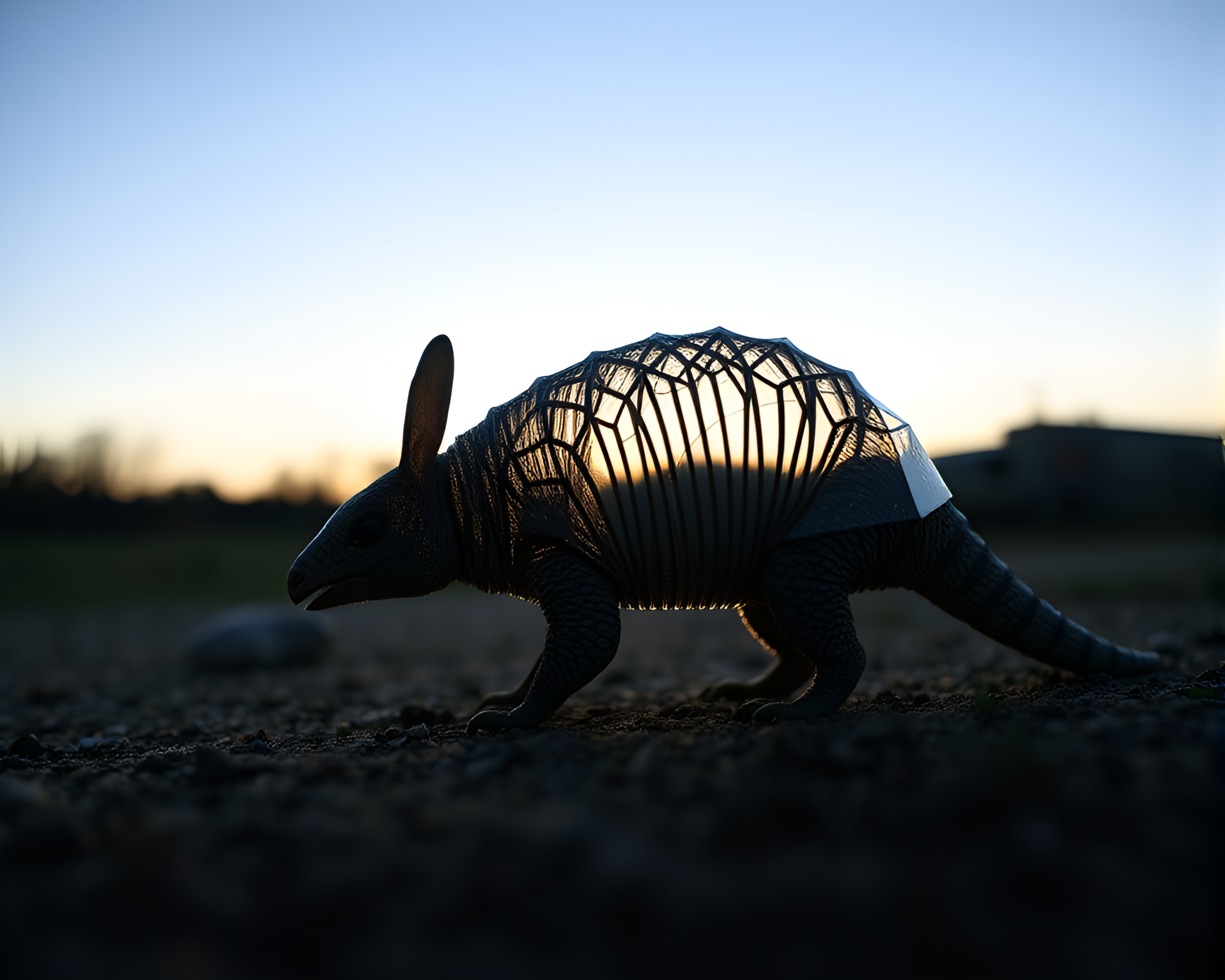 Prismatic Armadillo in Flat Design Under Low-angle Light – free AI stock image