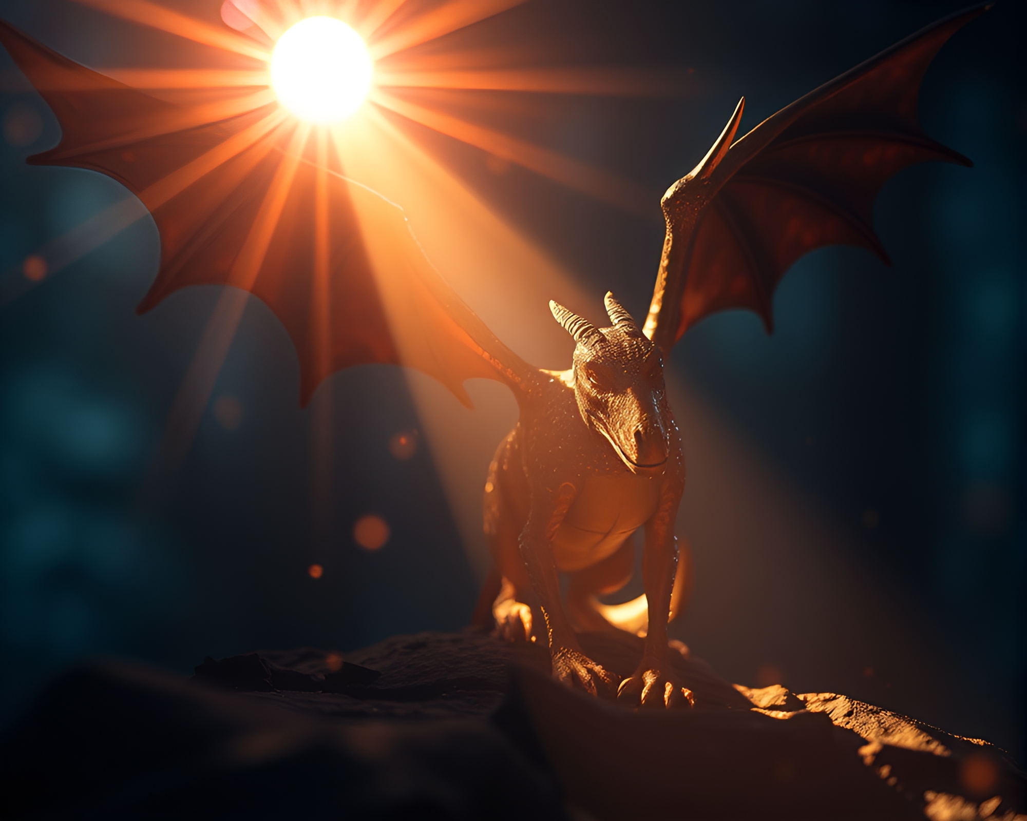 Gryphon in Torchlit Film Reel Forest – free AI stock image
