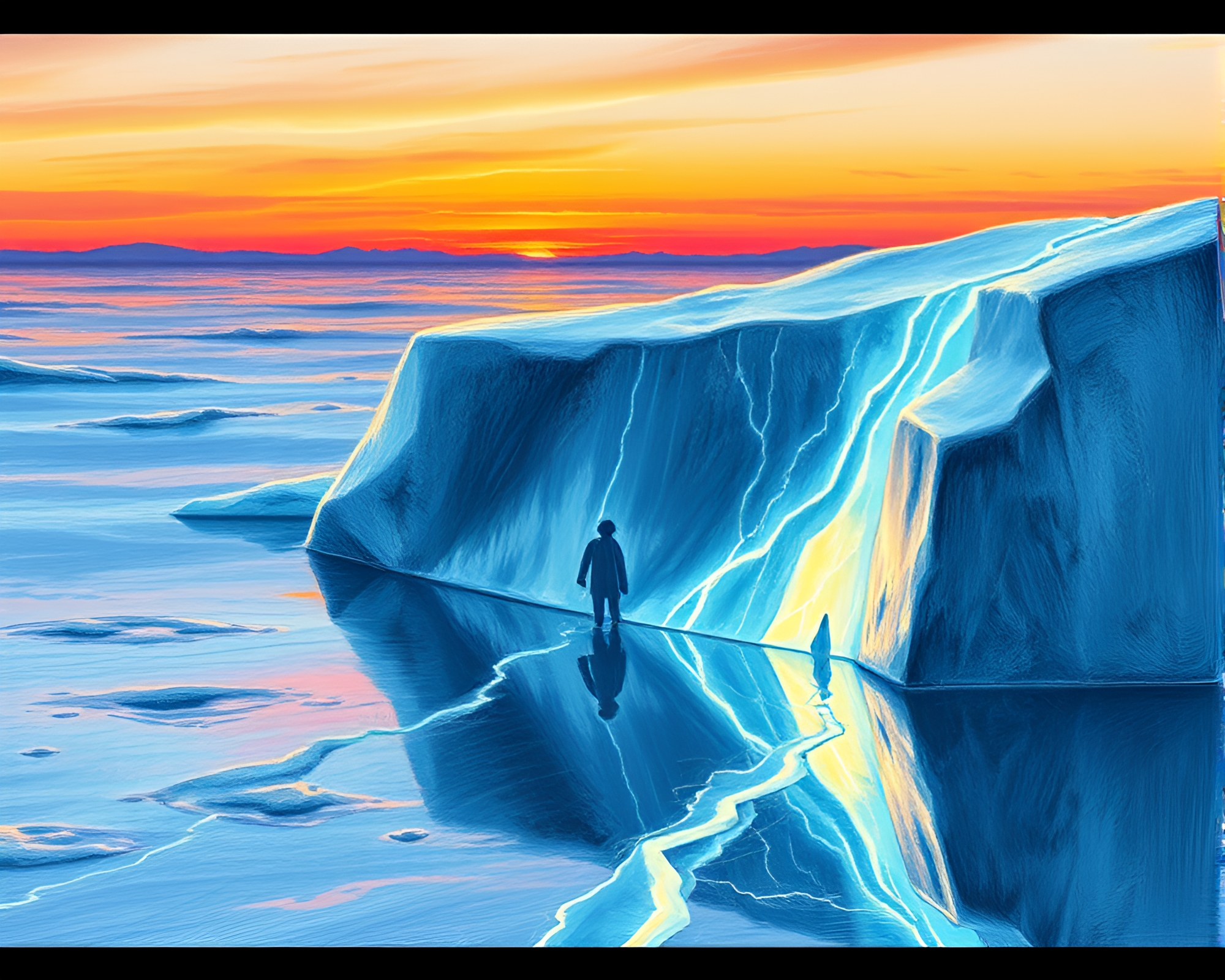 Ice Cracked Rune Stone with Retro Scanlines Sketch – free AI stock image