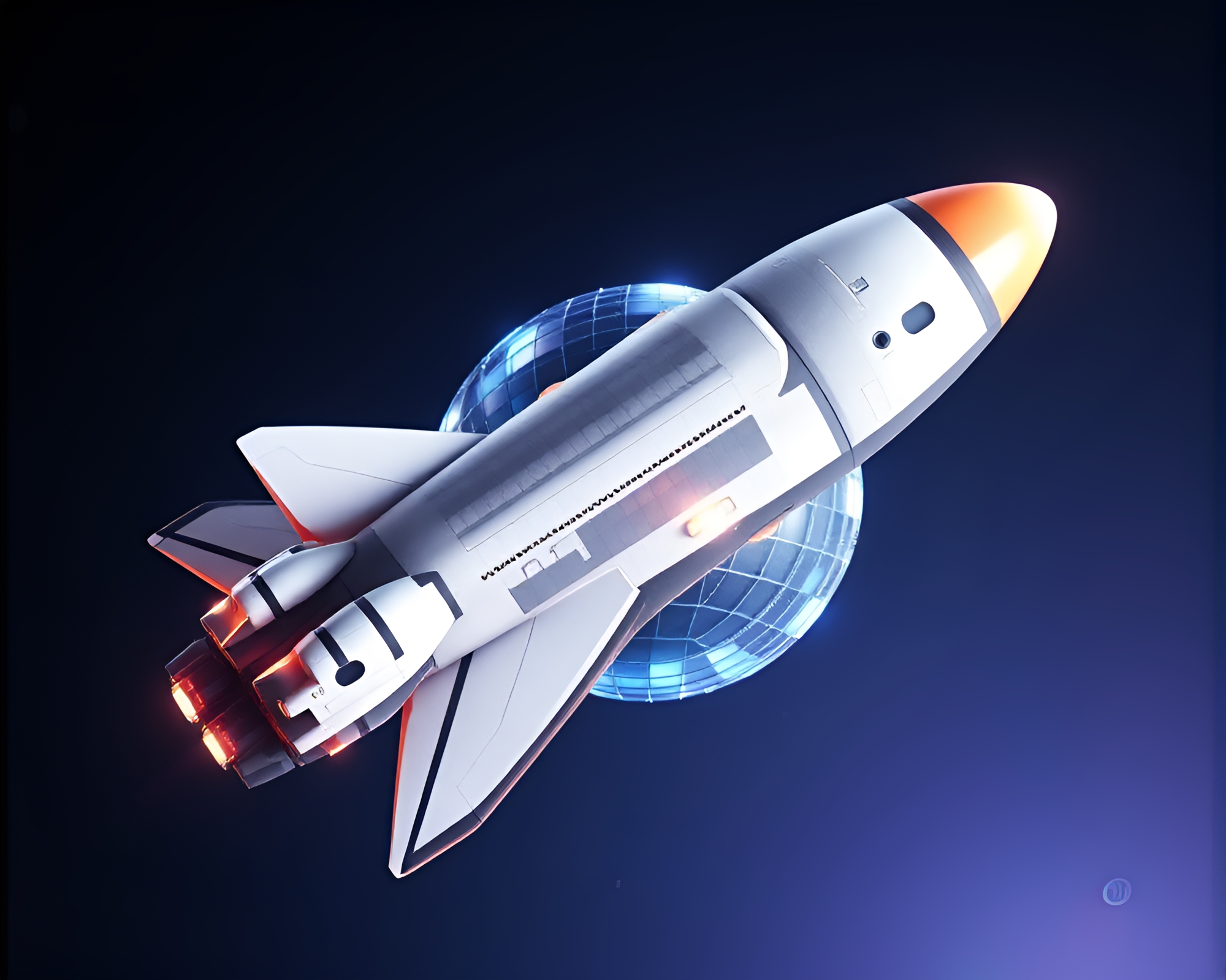 Torn Edges Surround Disco Shuttle in Low-Poly Universe – free AI stock image