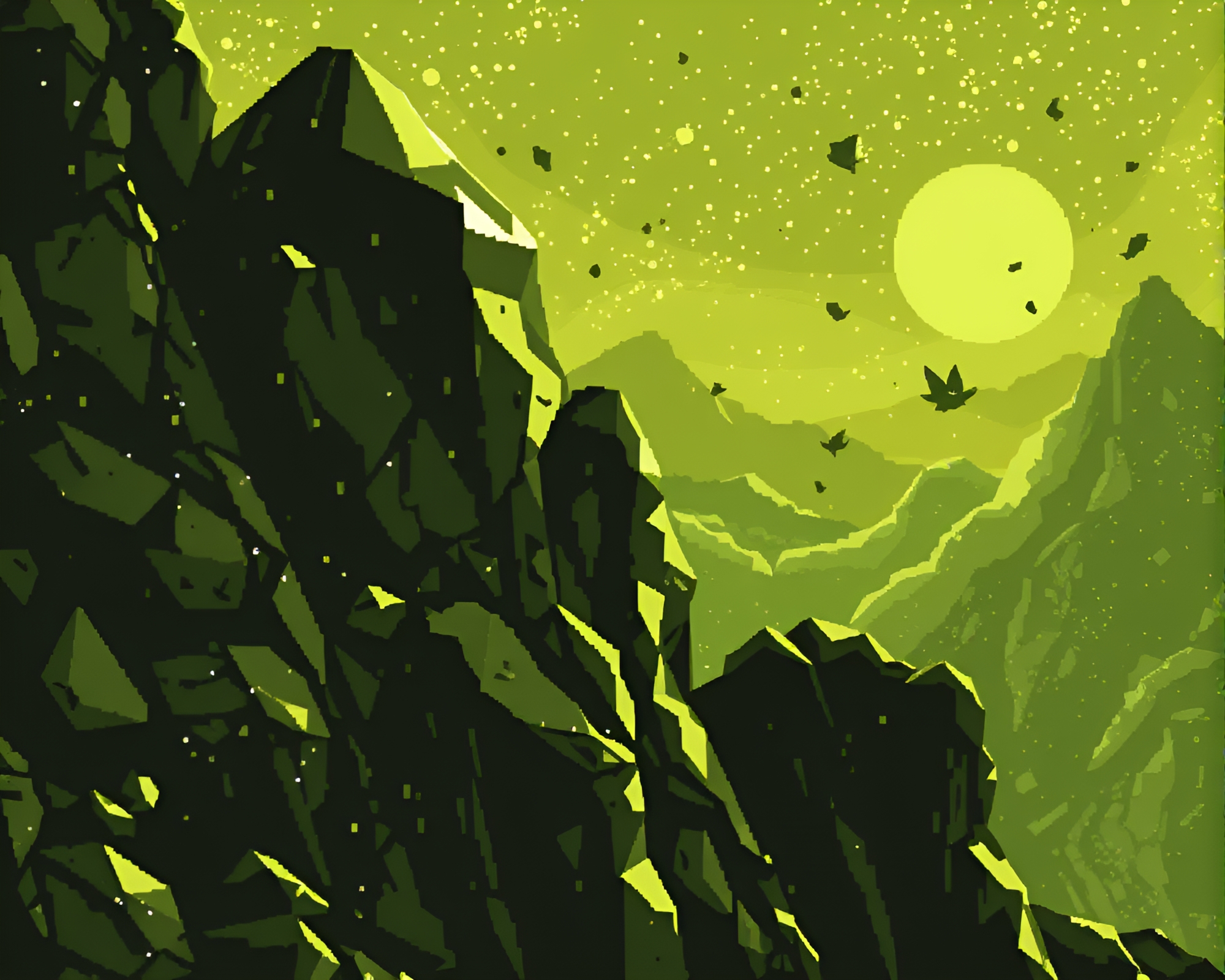 Floating Crystal Oasis in Pixelated Graphic Novel Style – free AI stock image