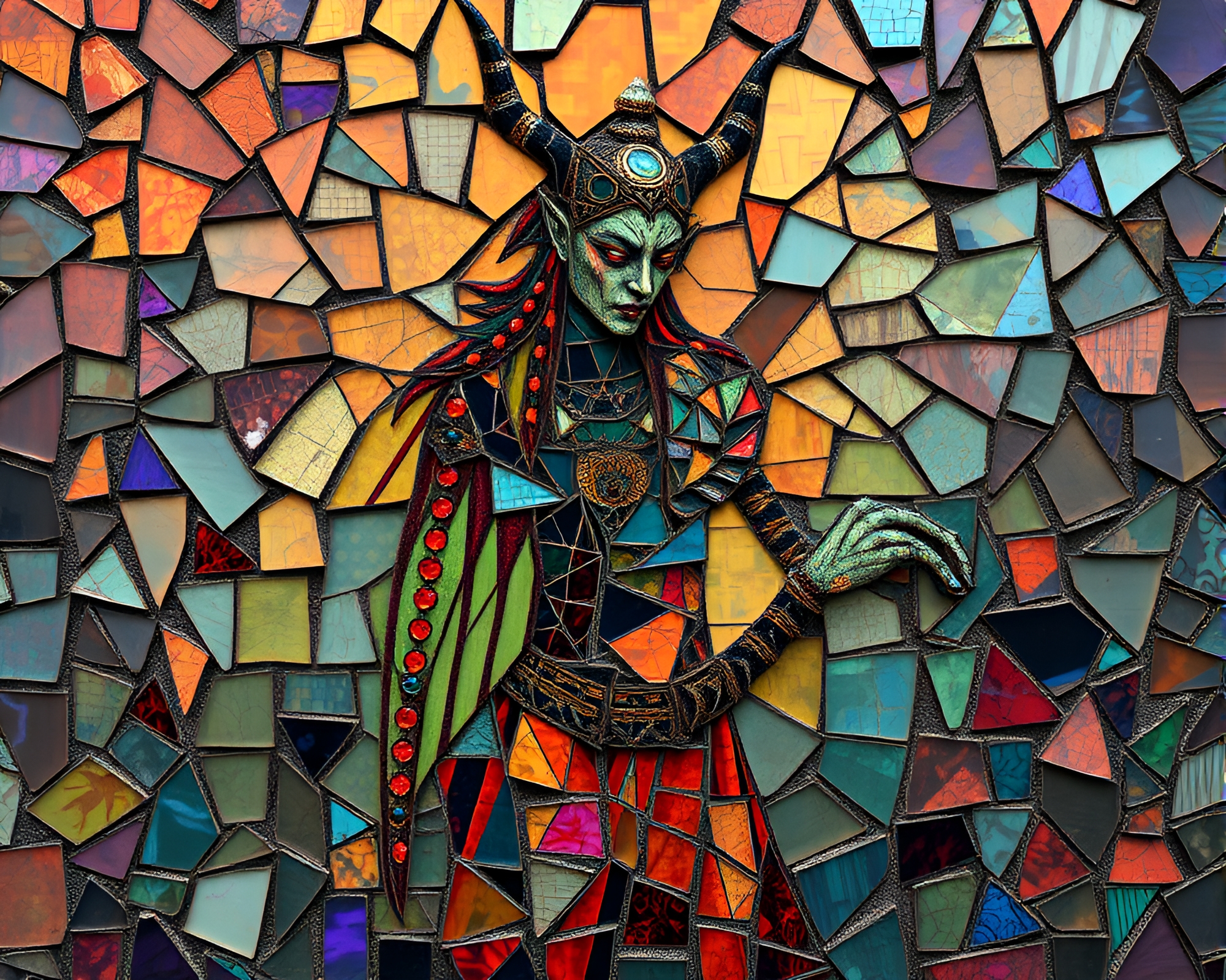 Djinn Mirage Among Broken Mosaics – free AI stock image