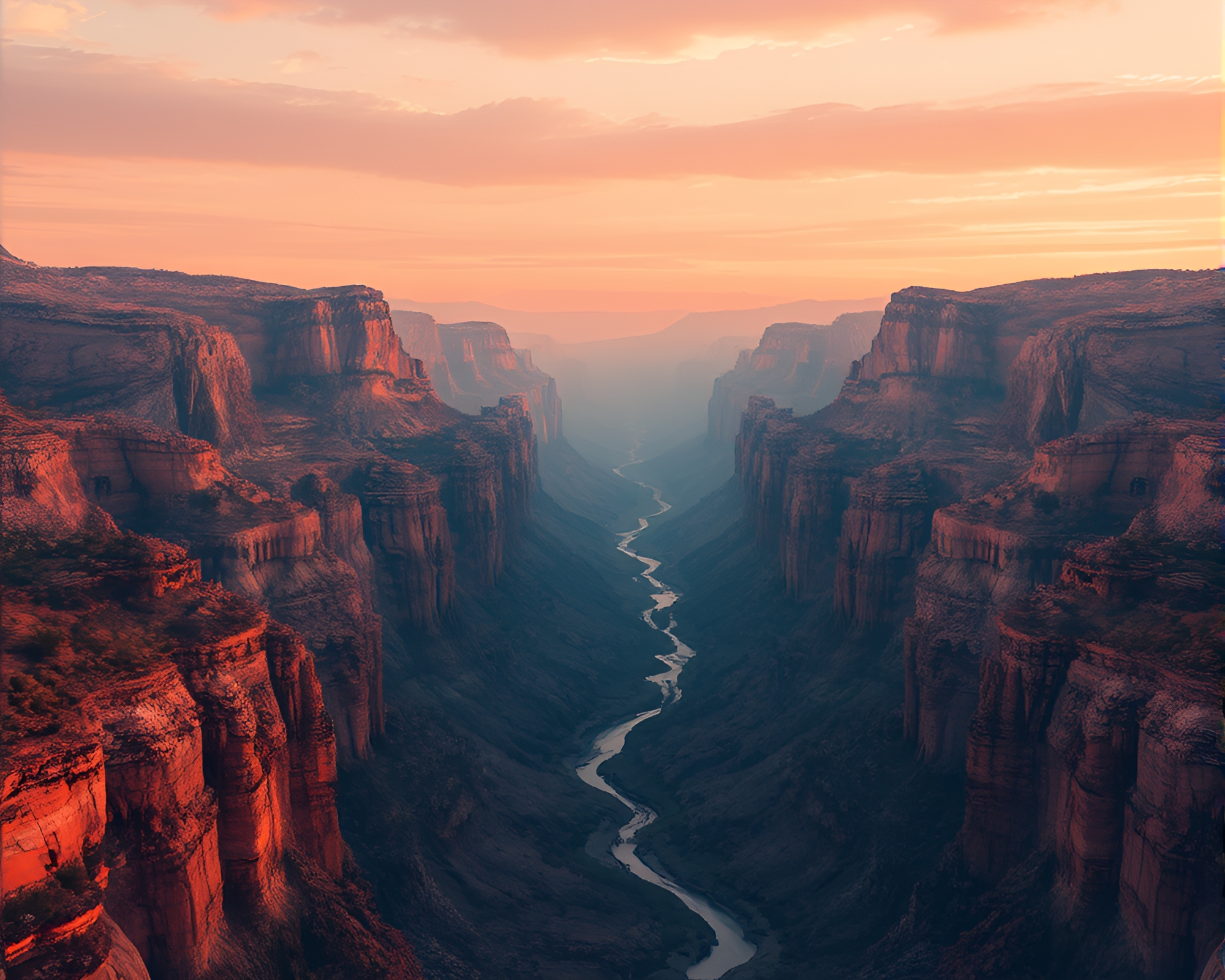 Valley of Rust: Futuristic Mirror Symmetry – free AI stock image