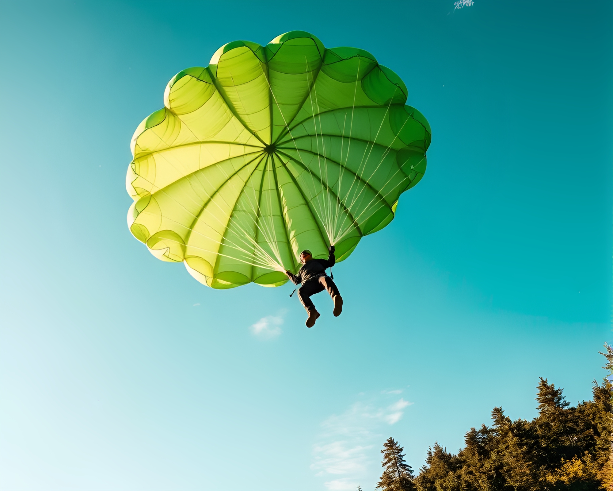 Enchanted Forest Parachute Jumper in Bio-Organic Design – free AI stock image
