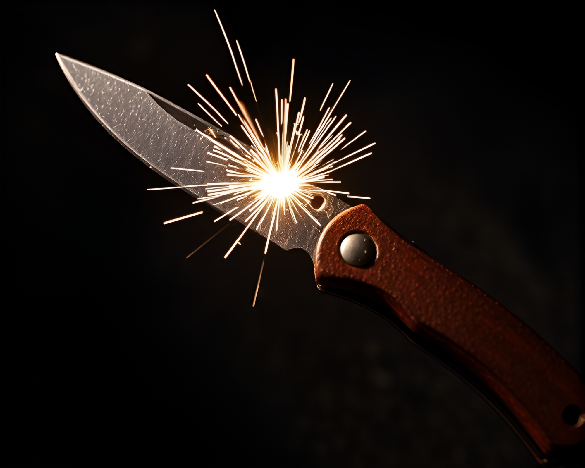 Rusty Pocketknife Zoom Burst in Soft Shadows – free AI stock image