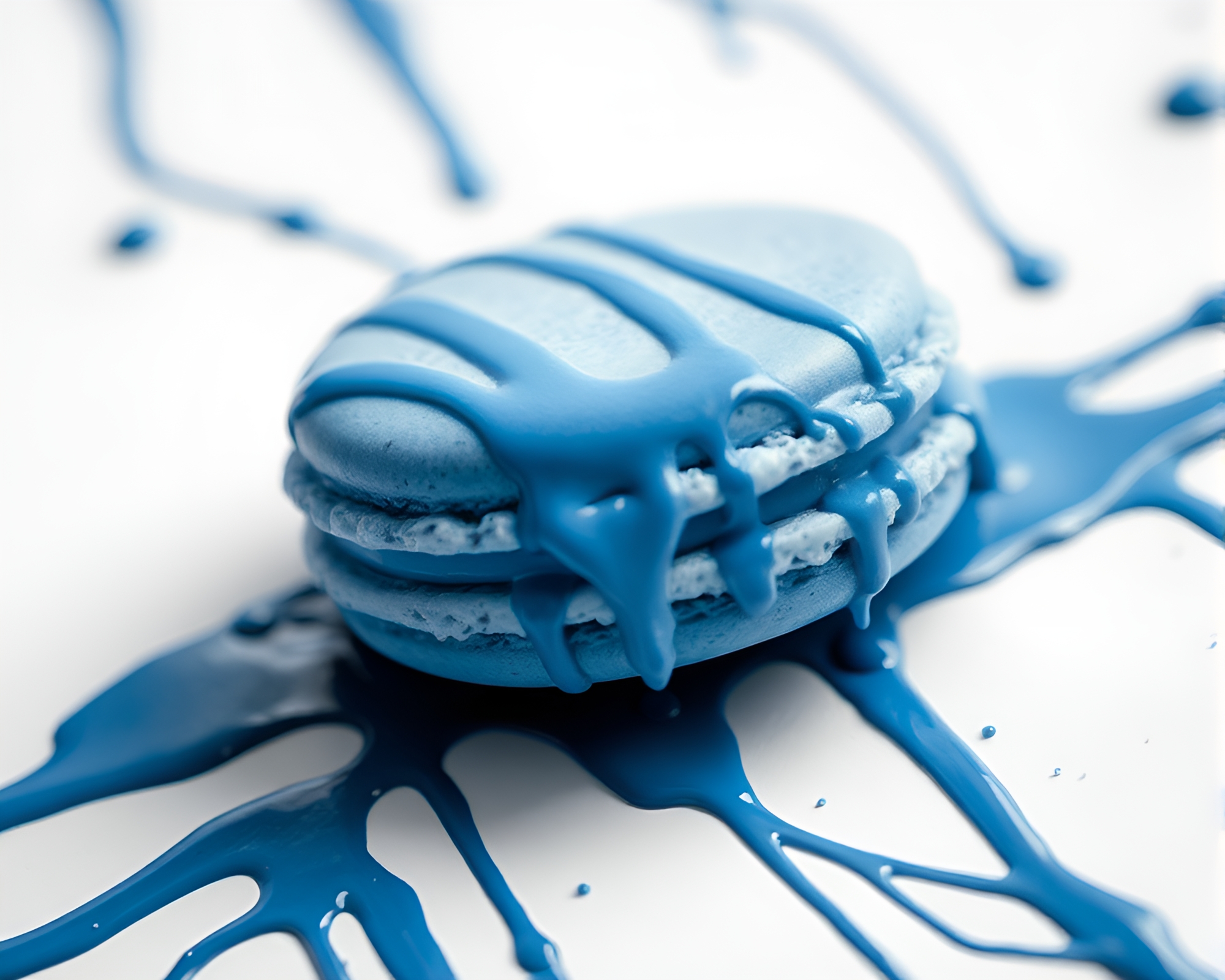 Soothing Blue Macaron Drip Art Composition – free AI stock image