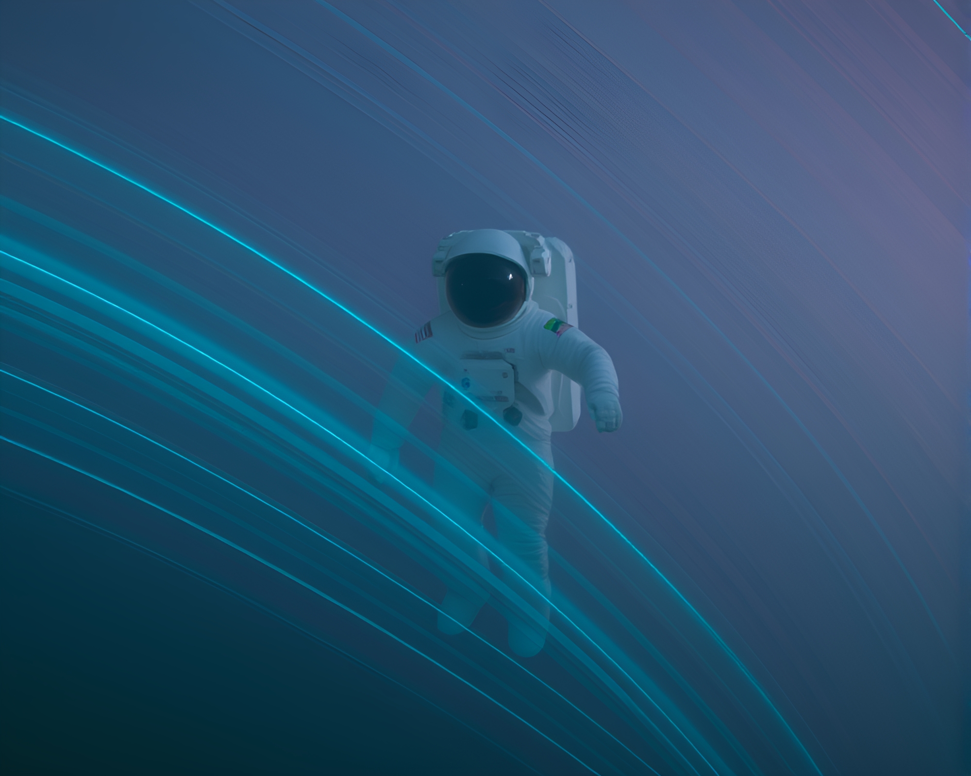 Astronaut in Turquoise Serenity: Double Exposure Masterpiece – free AI stock image