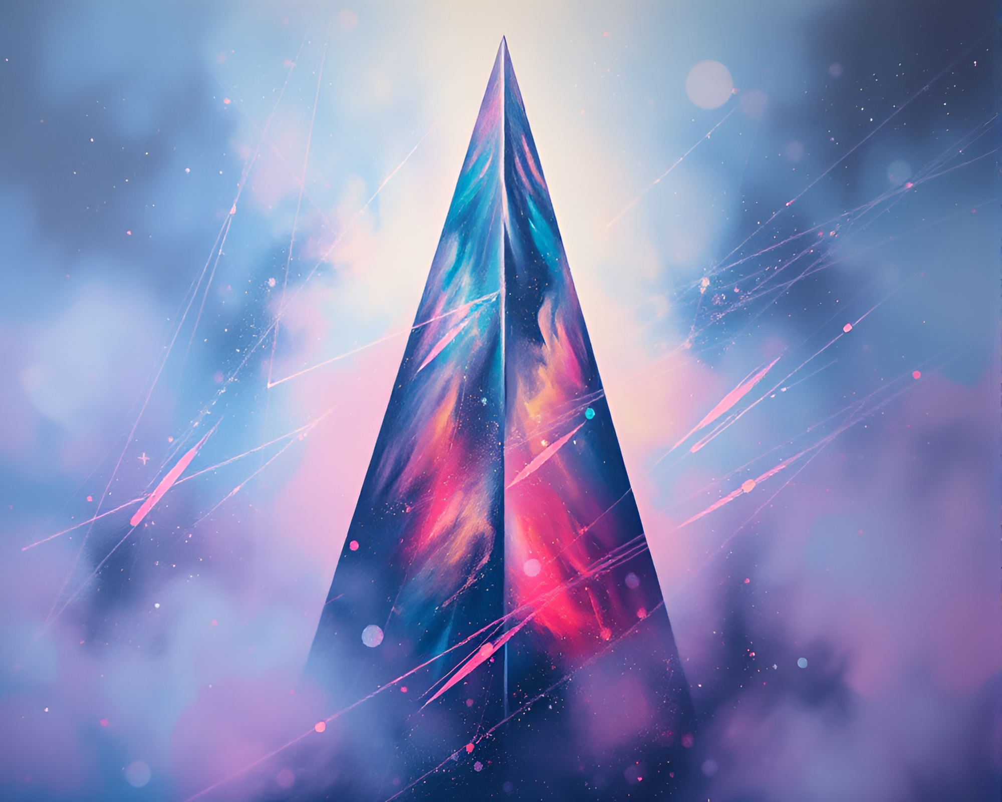 Holographic Obelisk Emerges From Mural in Smoky Ambiance – free AI stock image