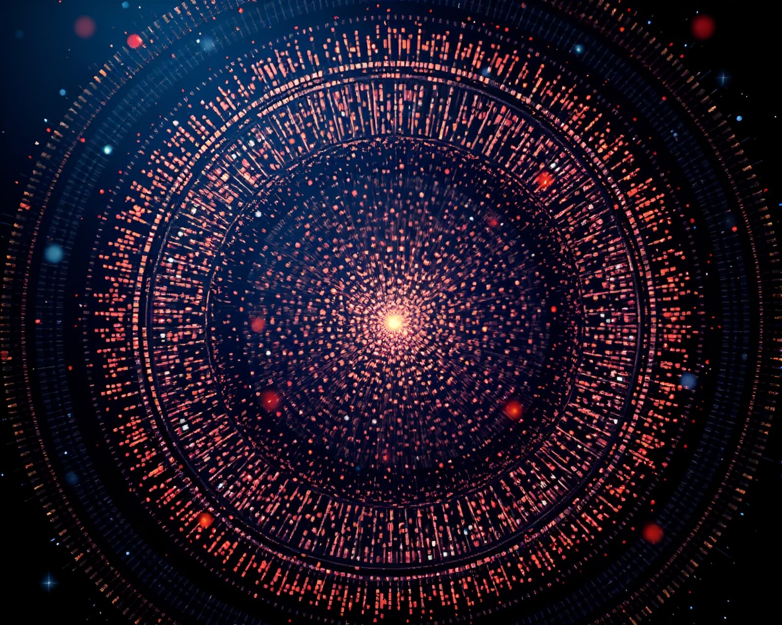 Digital noise shimmering on mystical magic circle illusion
