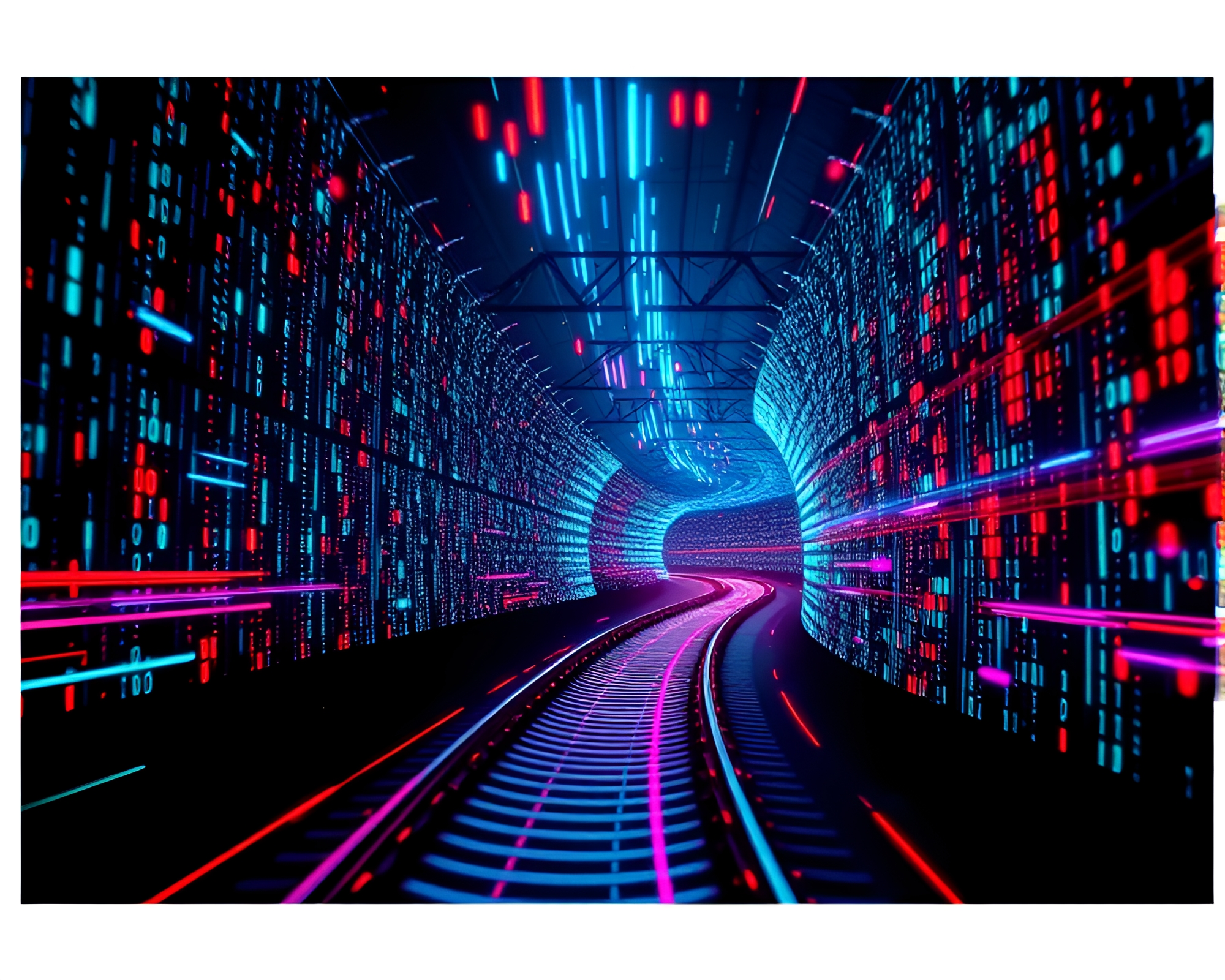 Planetary Light Trails: Binary Bio-Organic Fantasy – free AI stock image