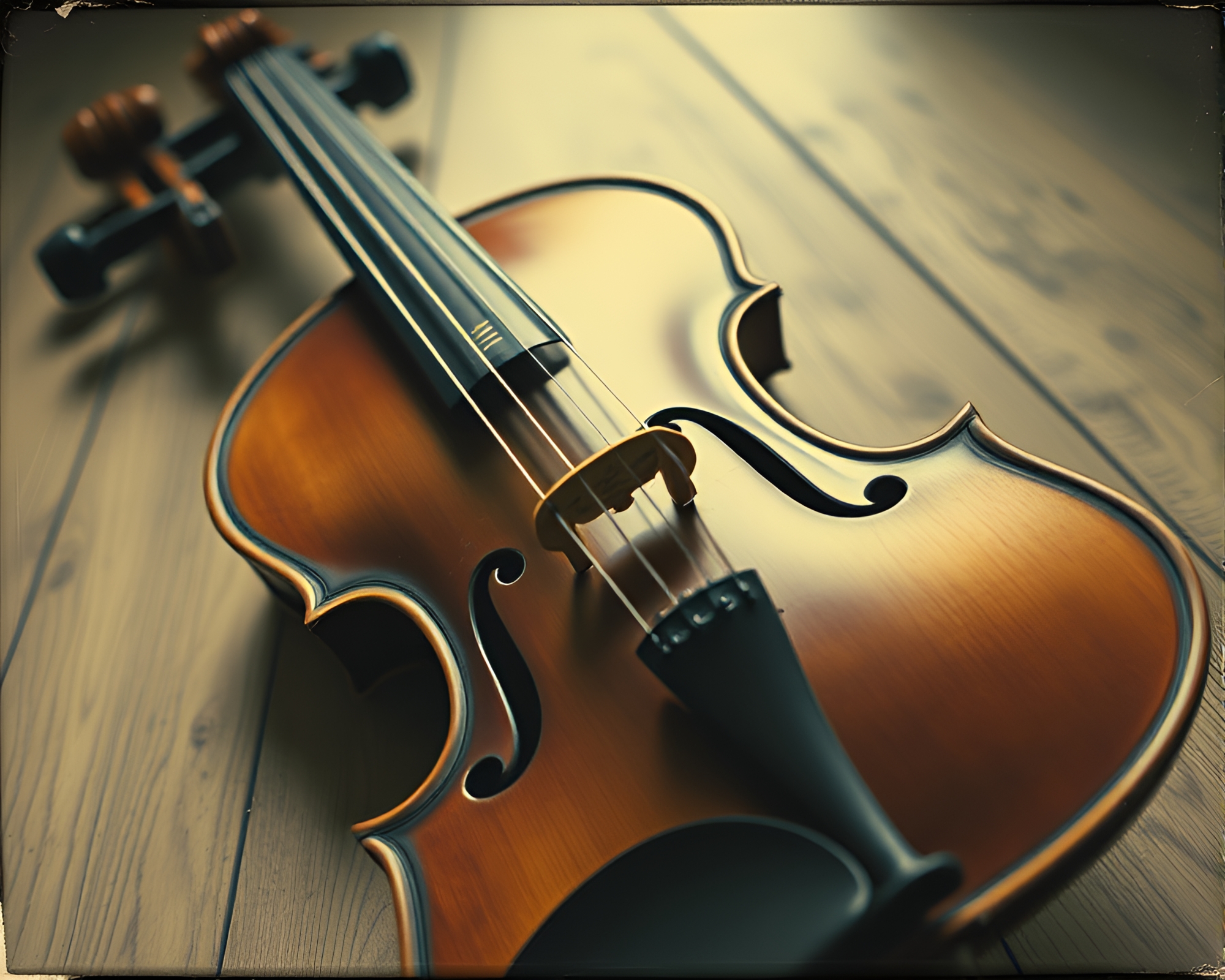 Vintage Violin Sgraffito Composition – free AI stock image