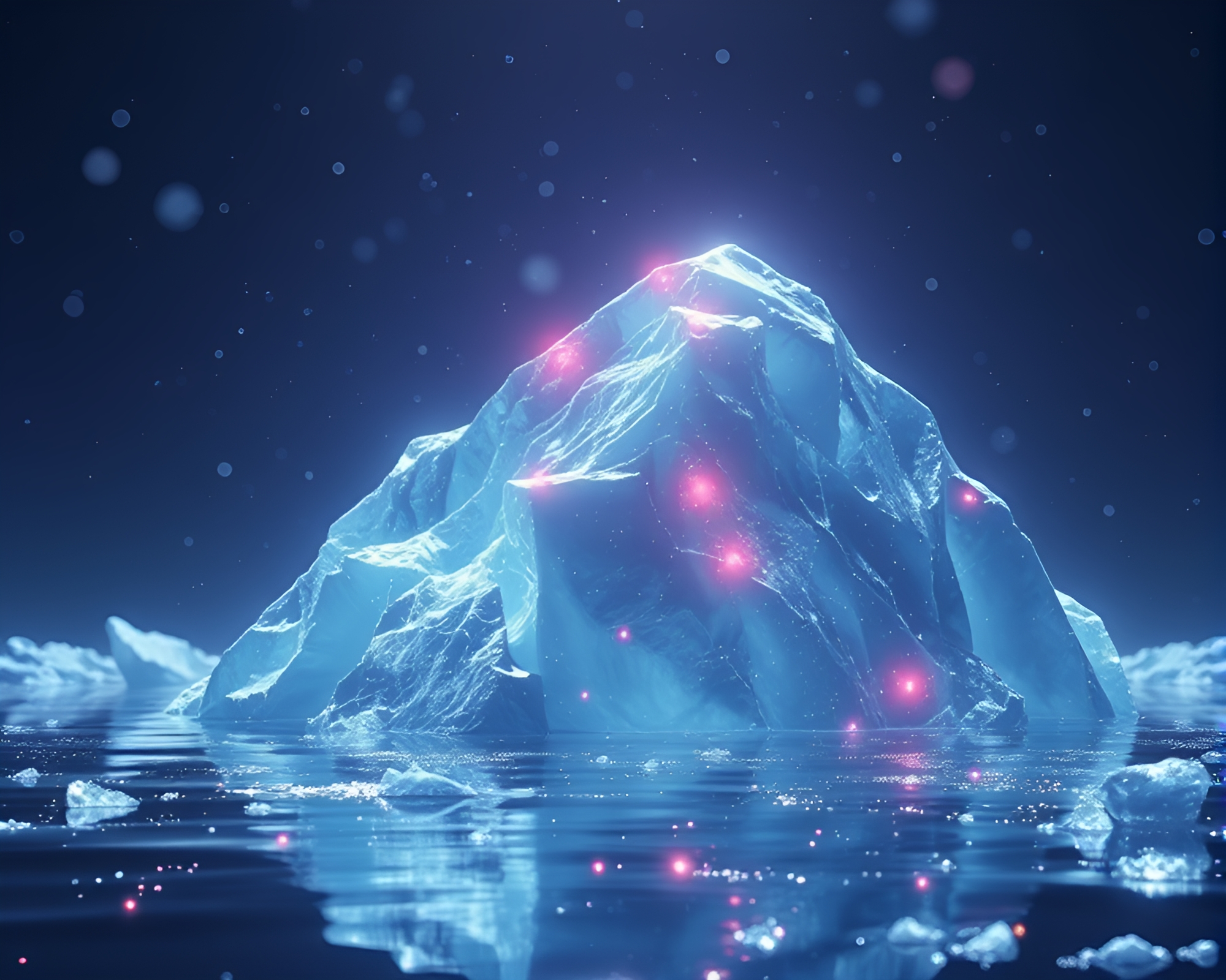 Arctic Iceberg Hologram Specks Particle Simulation – free AI stock image