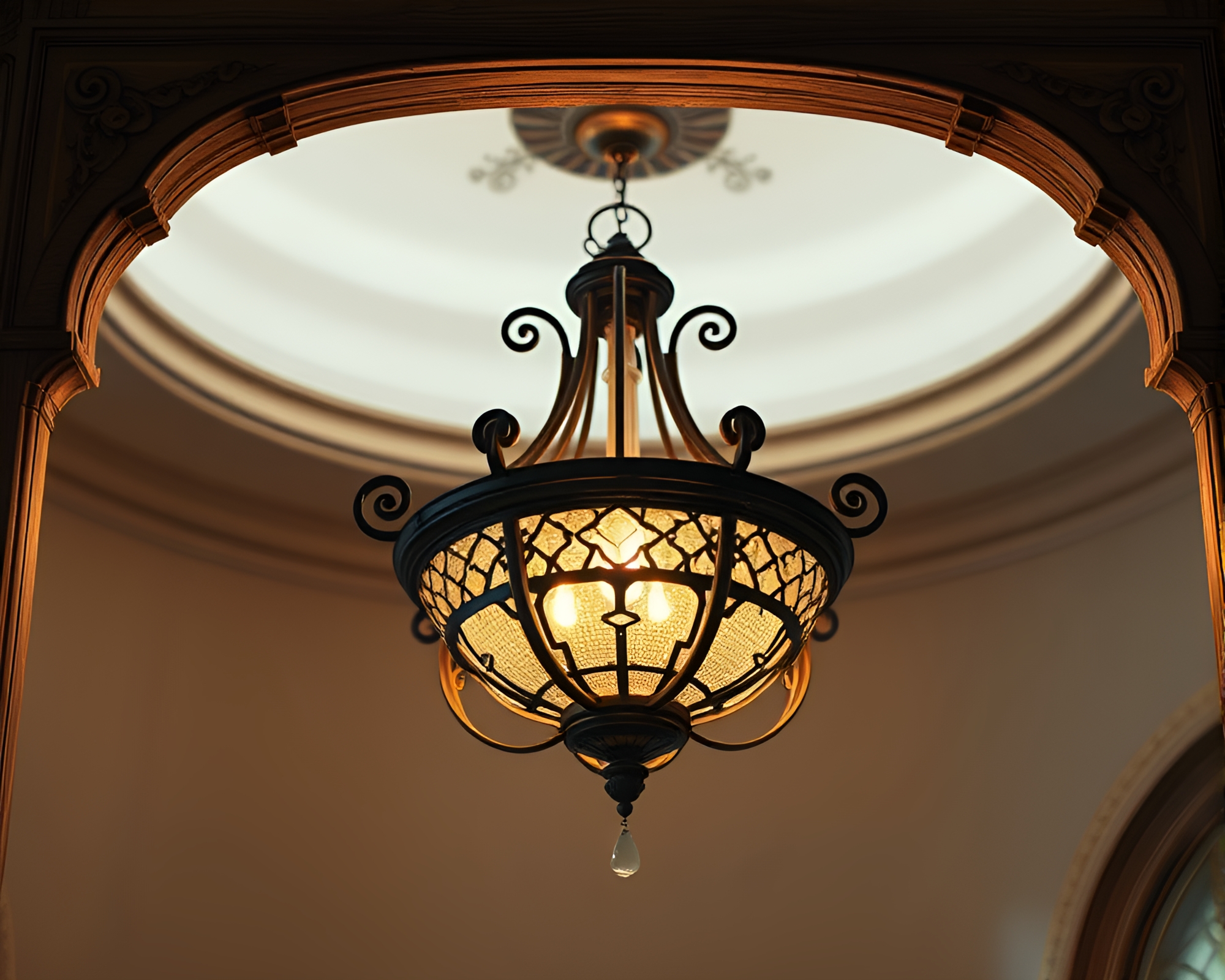 Enchanted Victorian Chandelier in Pixelated Frame – free AI stock image