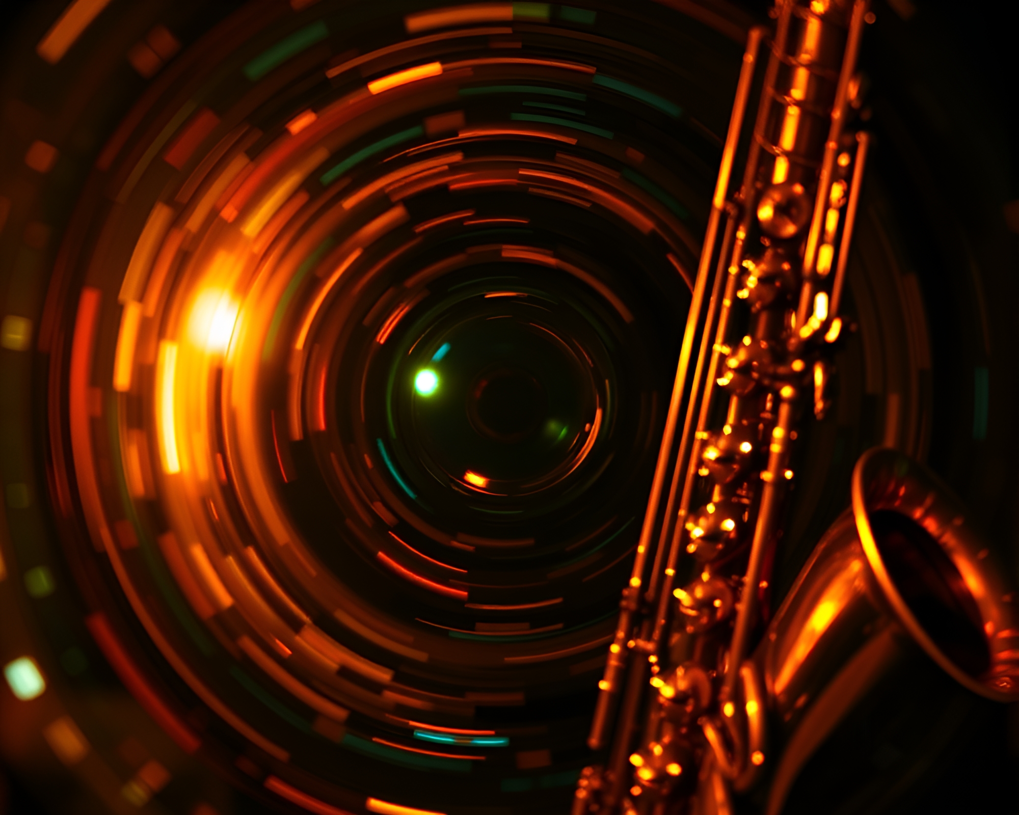 Saxophone Symphony: Distorted Fractal Glow – free AI stock image