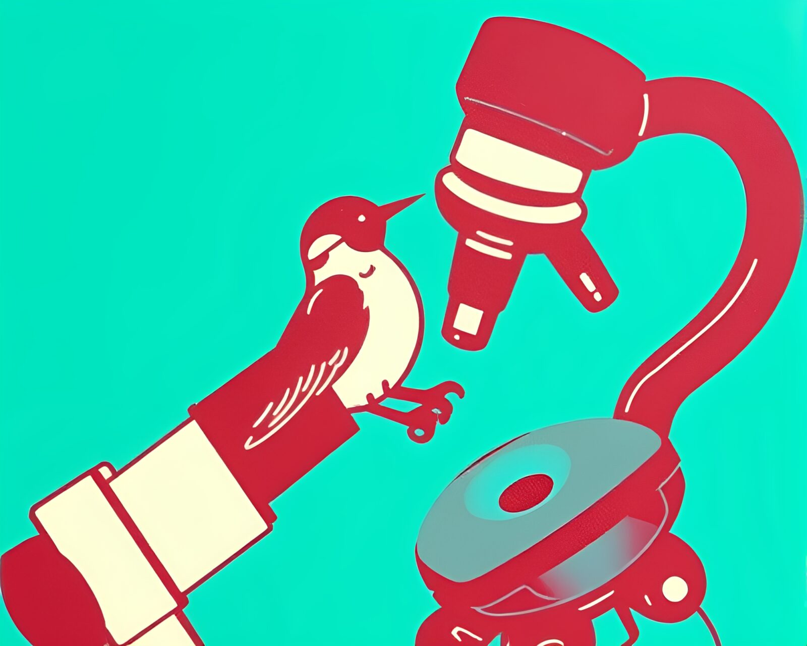 A stunning teal bird's eye view of a microscopic world