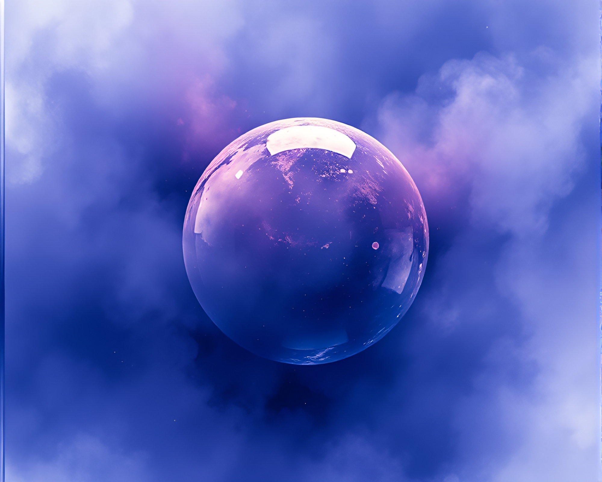 Maximalist Glass Orb with Indigo Dust Overlay – free AI stock image