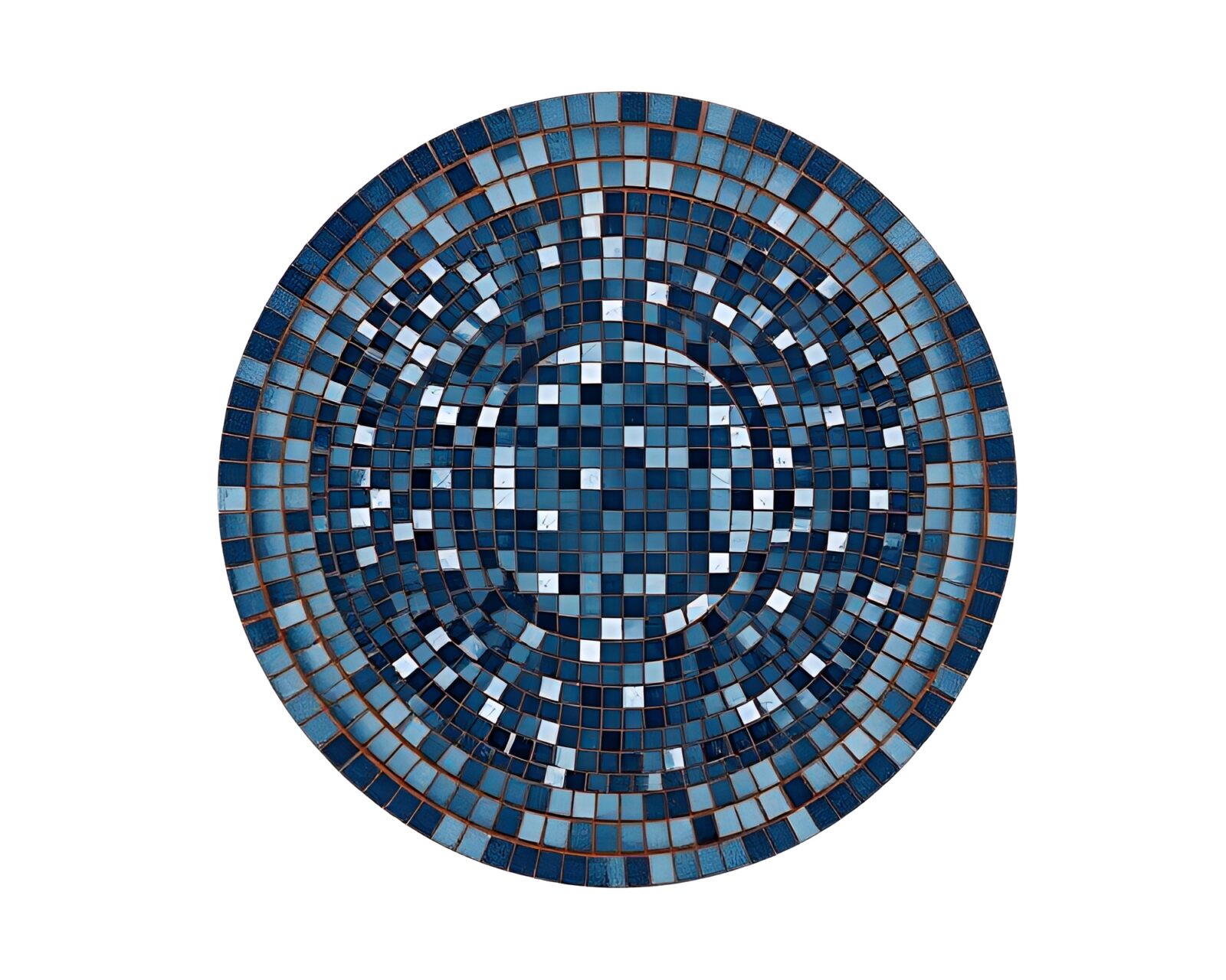 Mystical magic circle in faded denim tones and ASCII art
